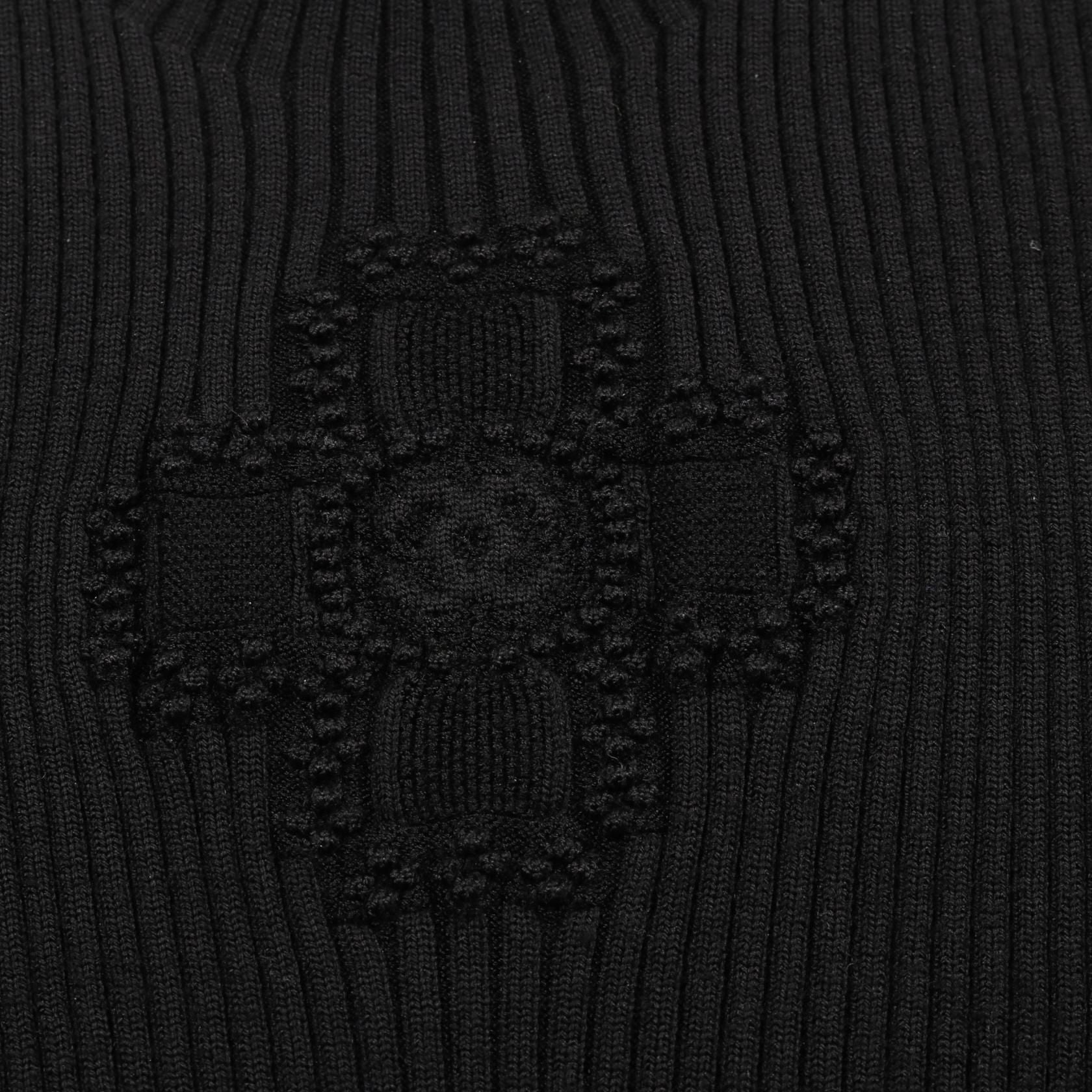 Chanel Black Coco Mark Clover Knit Rayon Wool P 64687k 60670