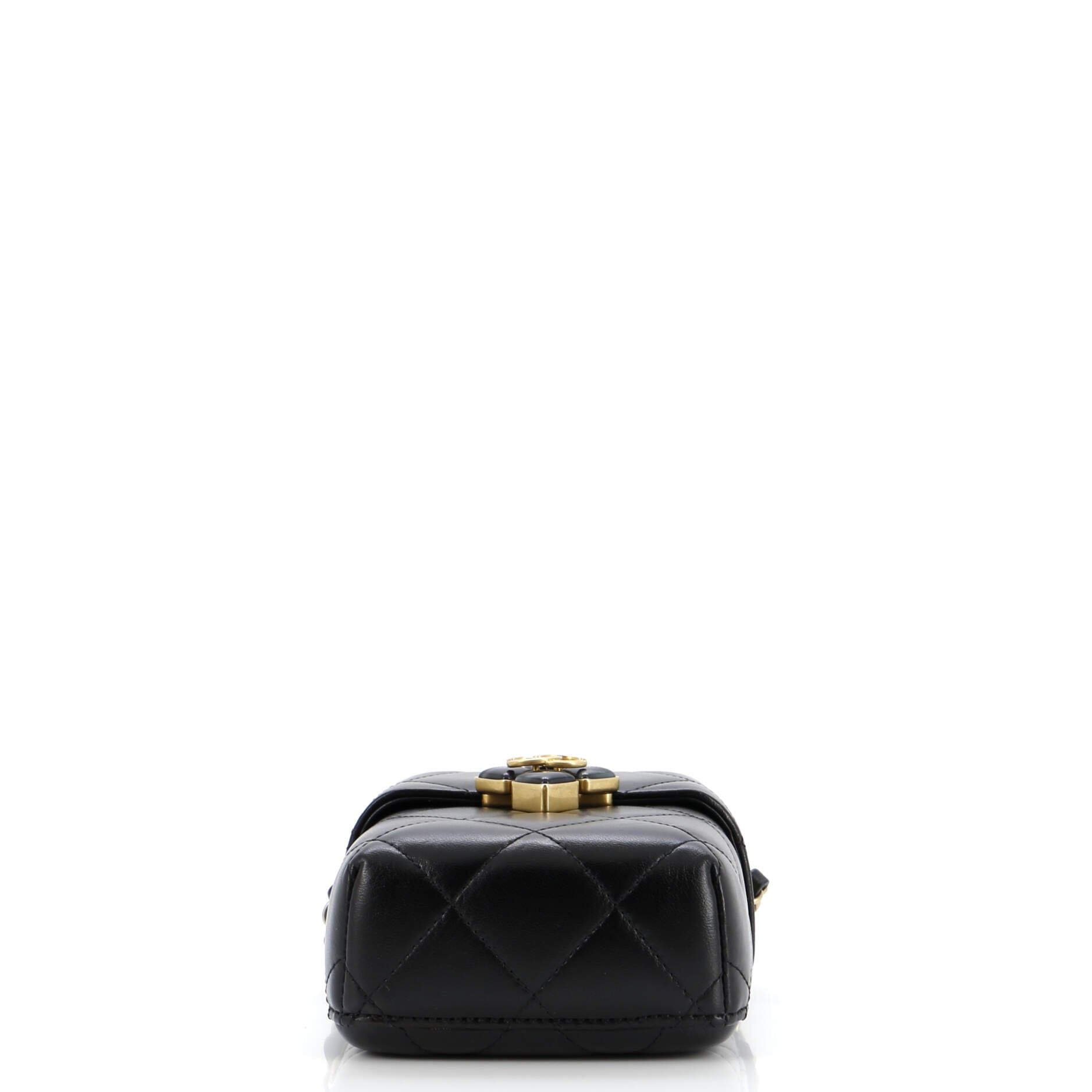 Chanel Diamond Lock Cc Phone Holder Crossbody Bag Quilted Lambskin Mini