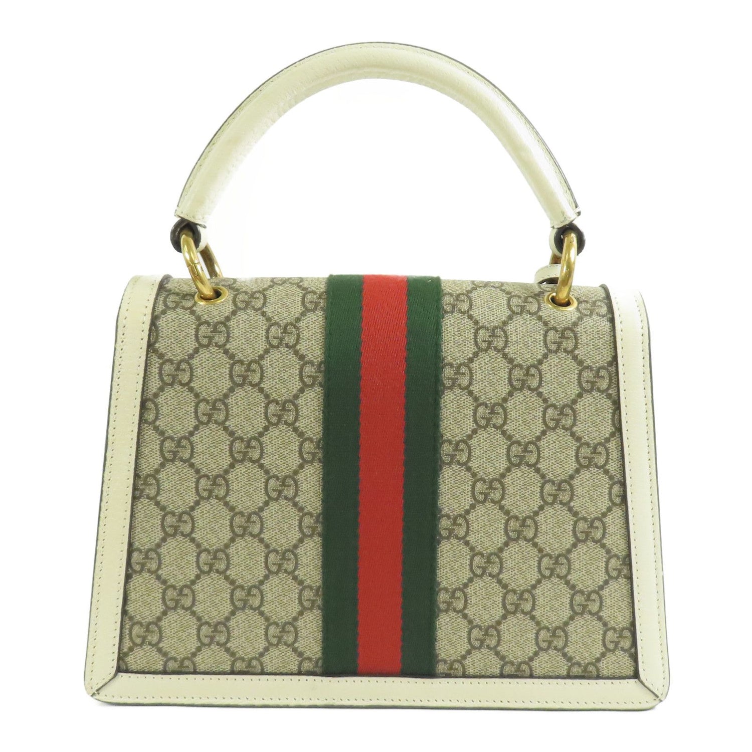 Gucci GG Supreme Monogram Small Queen Margaret Top Handle Bag Beige White