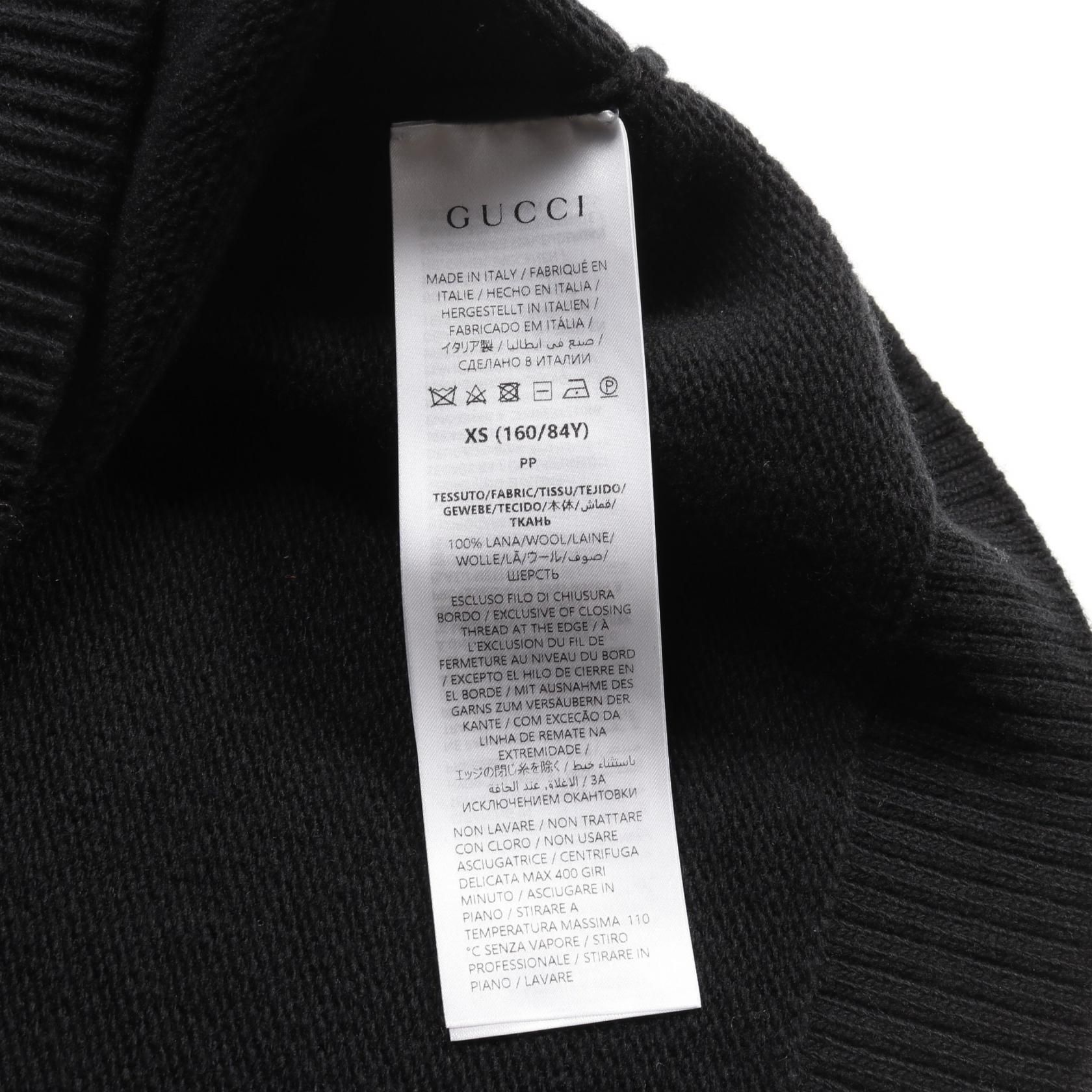 Gucci Intarsia Wool Top Knitwear Sweater 770072 Wool Black Logo