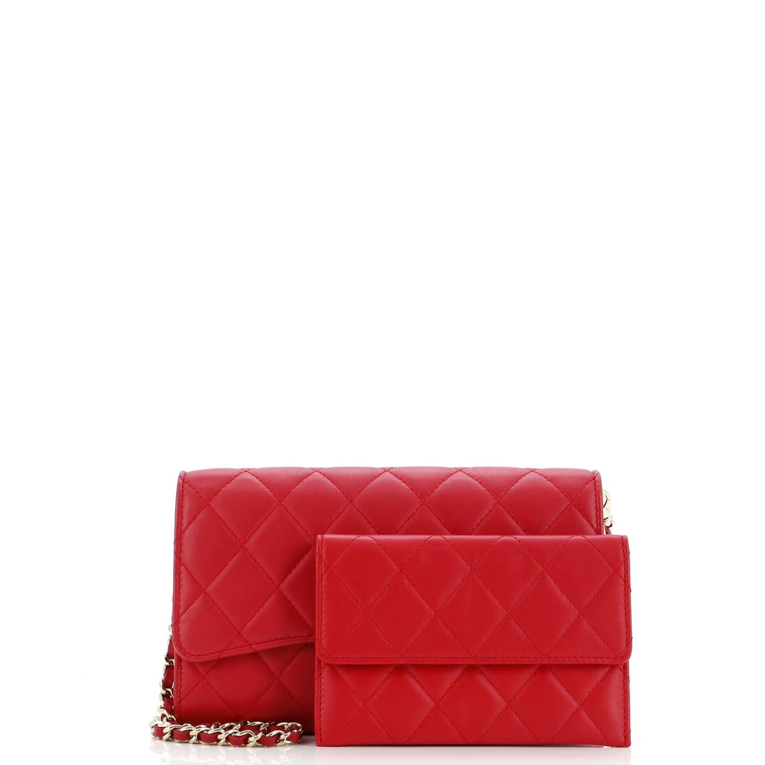 Chanel Wallet On Short Chain Quilted Lambskin
