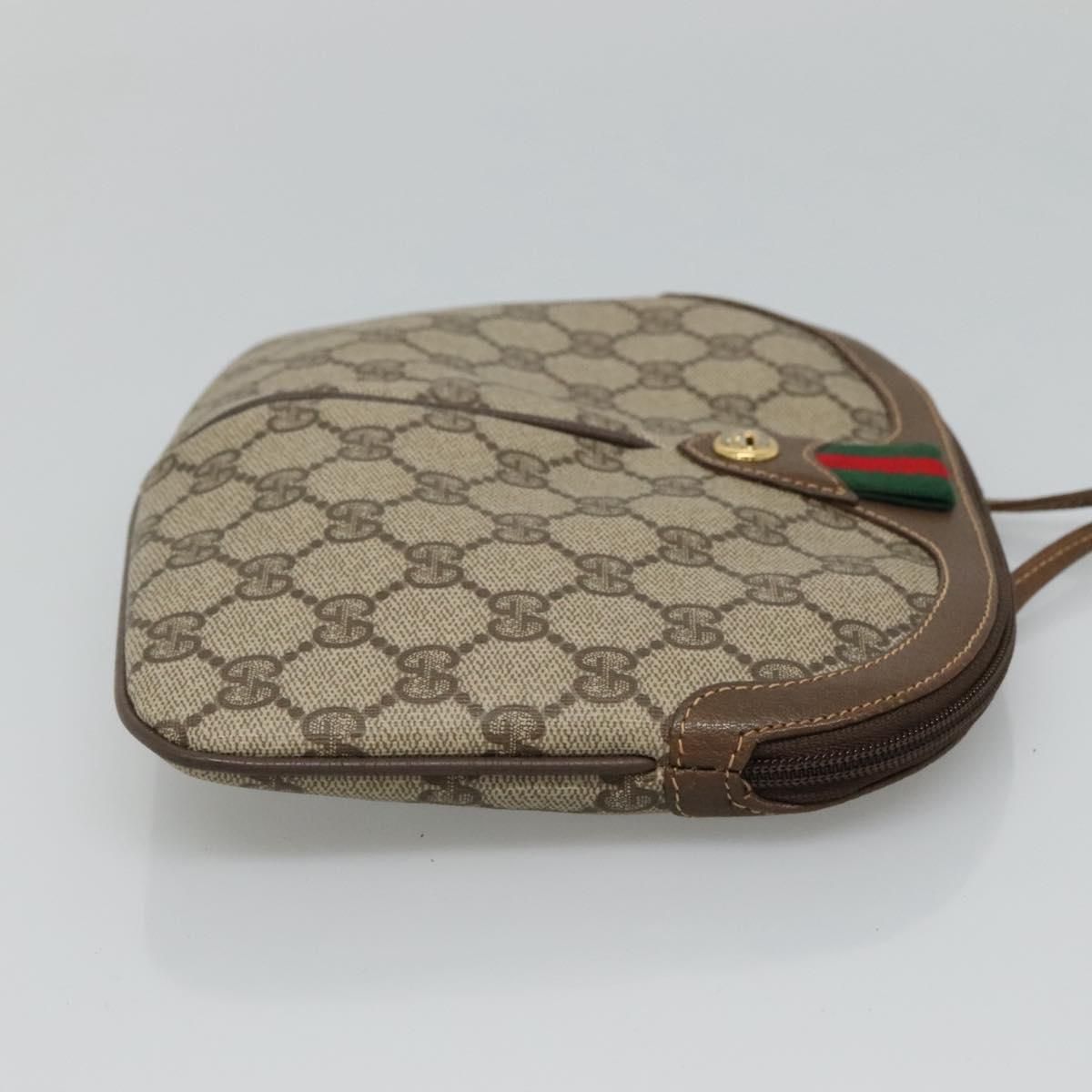 Gucci Gg Supreme Web Sherry Line Shoulder Bag Pvc Beige Red Green Auth
