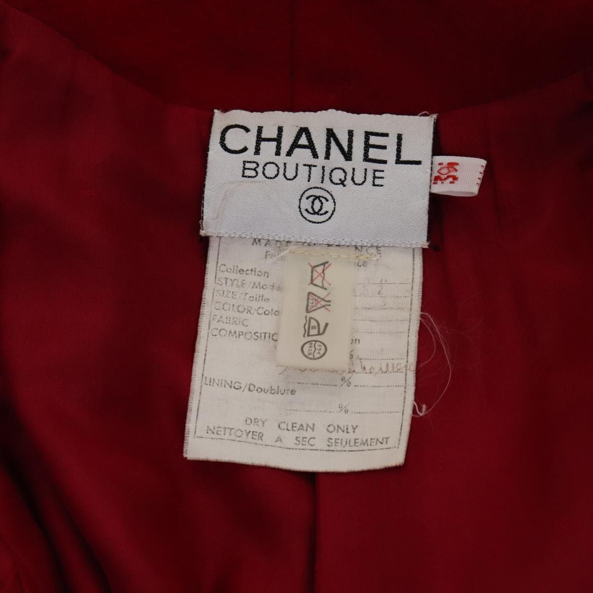 Chanel Coat Jacket Cashmere Red Cc Auth