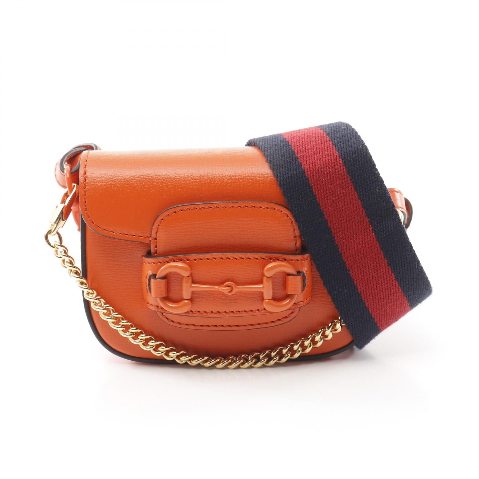 Gucci Mini Horsebit 1955 Shoulder Bag Orange Leather 726863