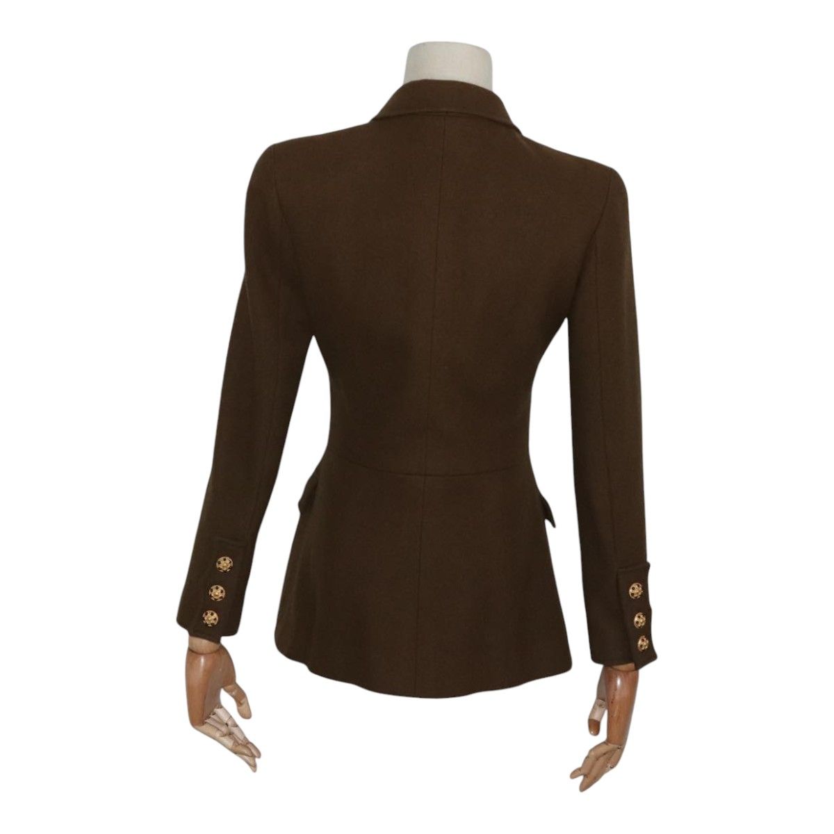 Chanel Jacket Wool Brown Cc Auth
