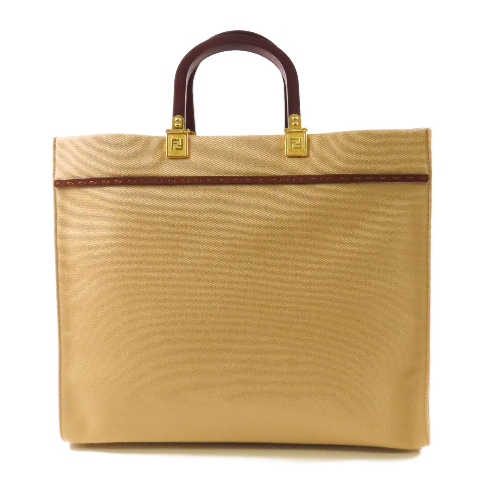Fendi Canvas Sunshine Medium Gold Hand-handed Bag For Shoulders And Backs 2way Shoulder Bag Brown Canvas 8bh 386