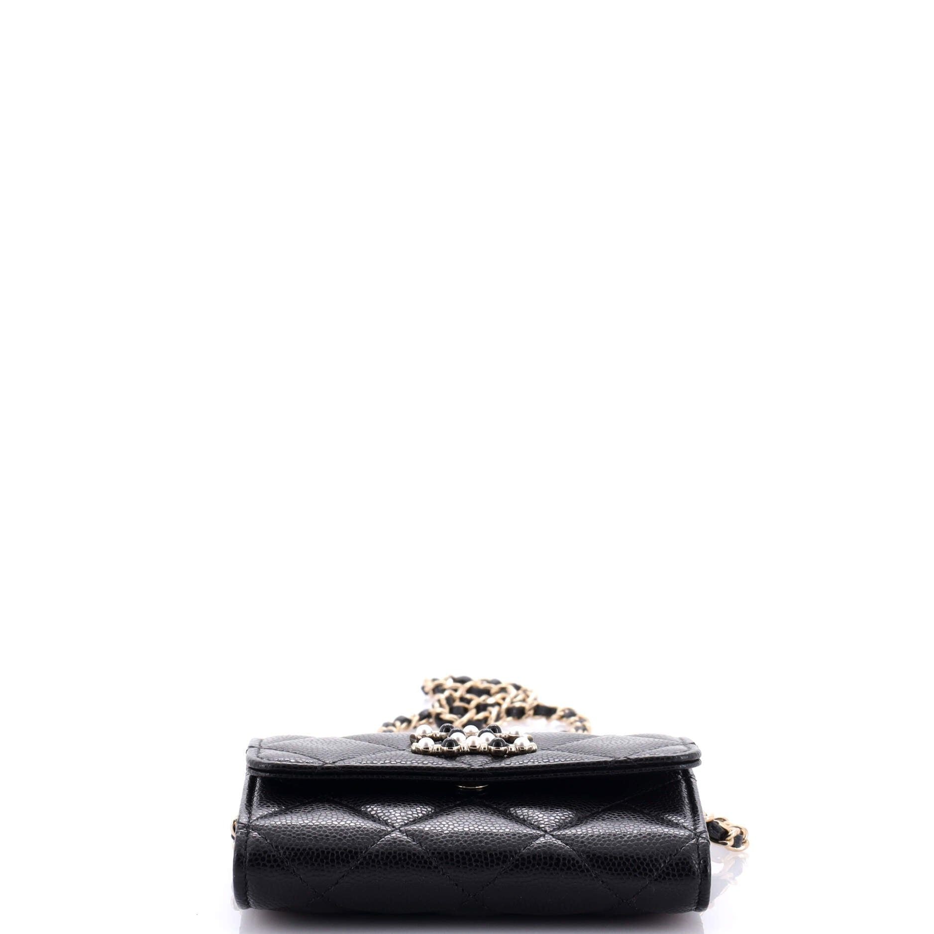 Chanel Coco Candy Card Holder On Chain Quilted Caviar
