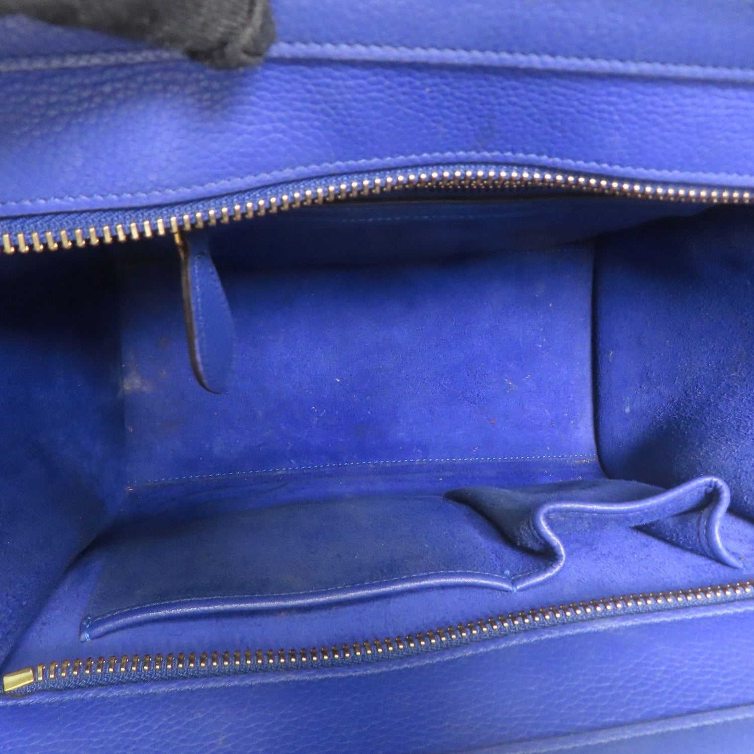 Celine Cowhide Leather Micro Luggage Golden Shoulder Back Bag Blue Calfskin (cowhide)