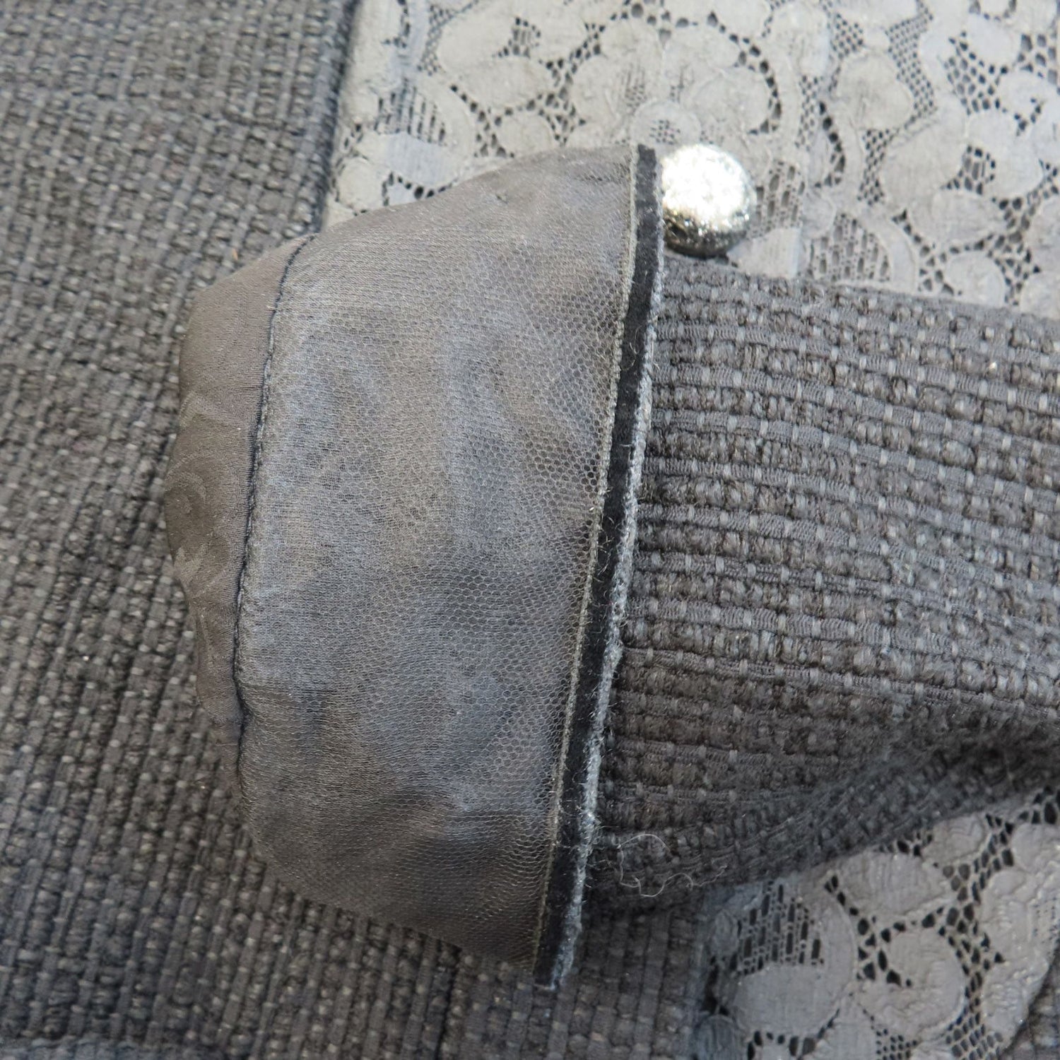 Chanel Tweed And Lace Jacket Black 36