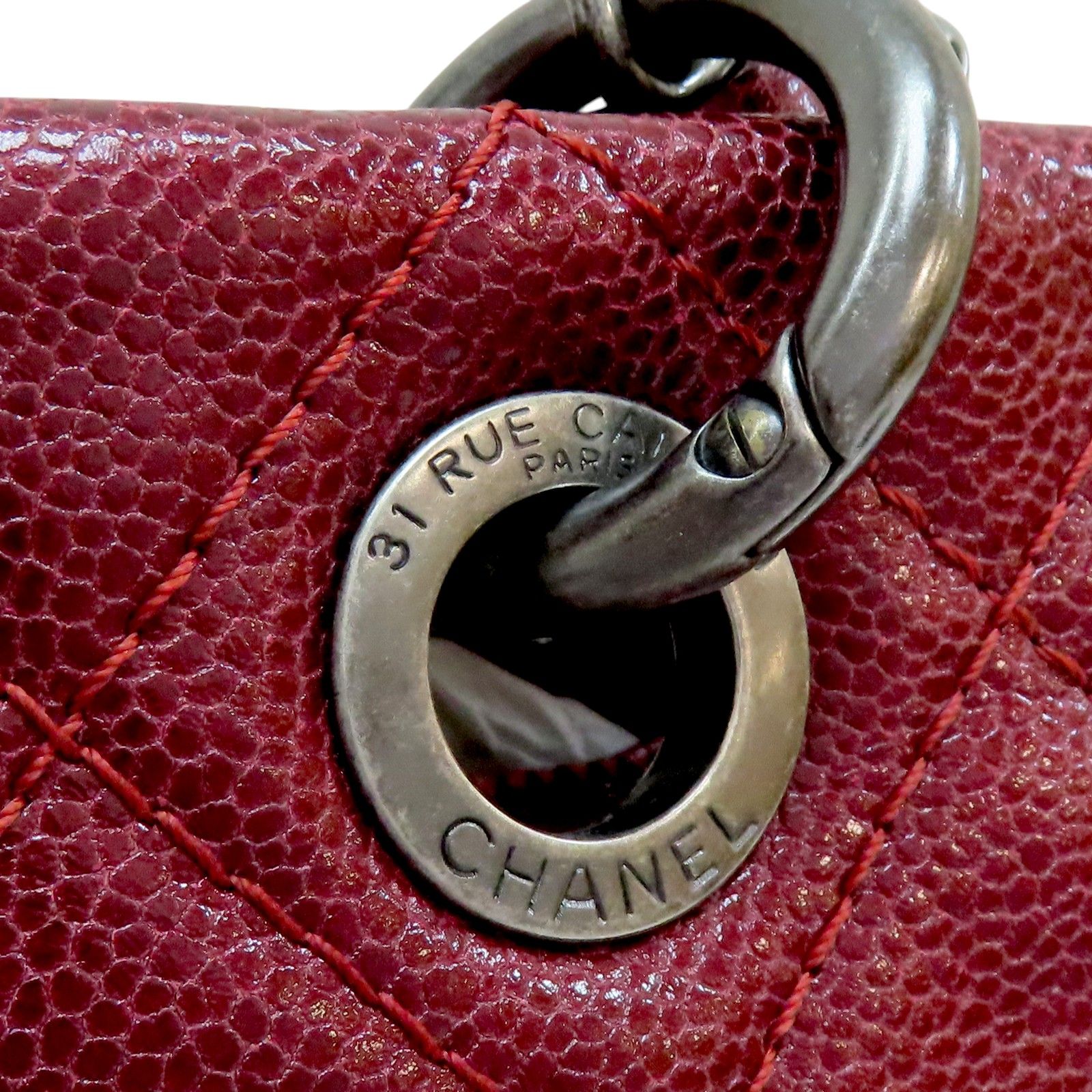 Chanel Matelasse Chain Shoulder Bag Calfskin Red