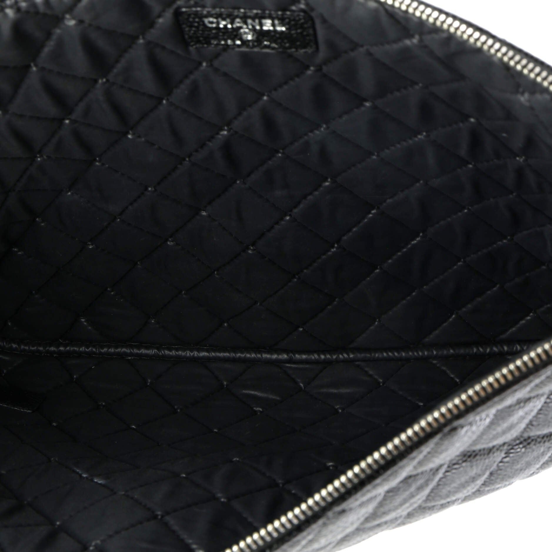 Chanel O Case Clutch Quilted Caviar Large