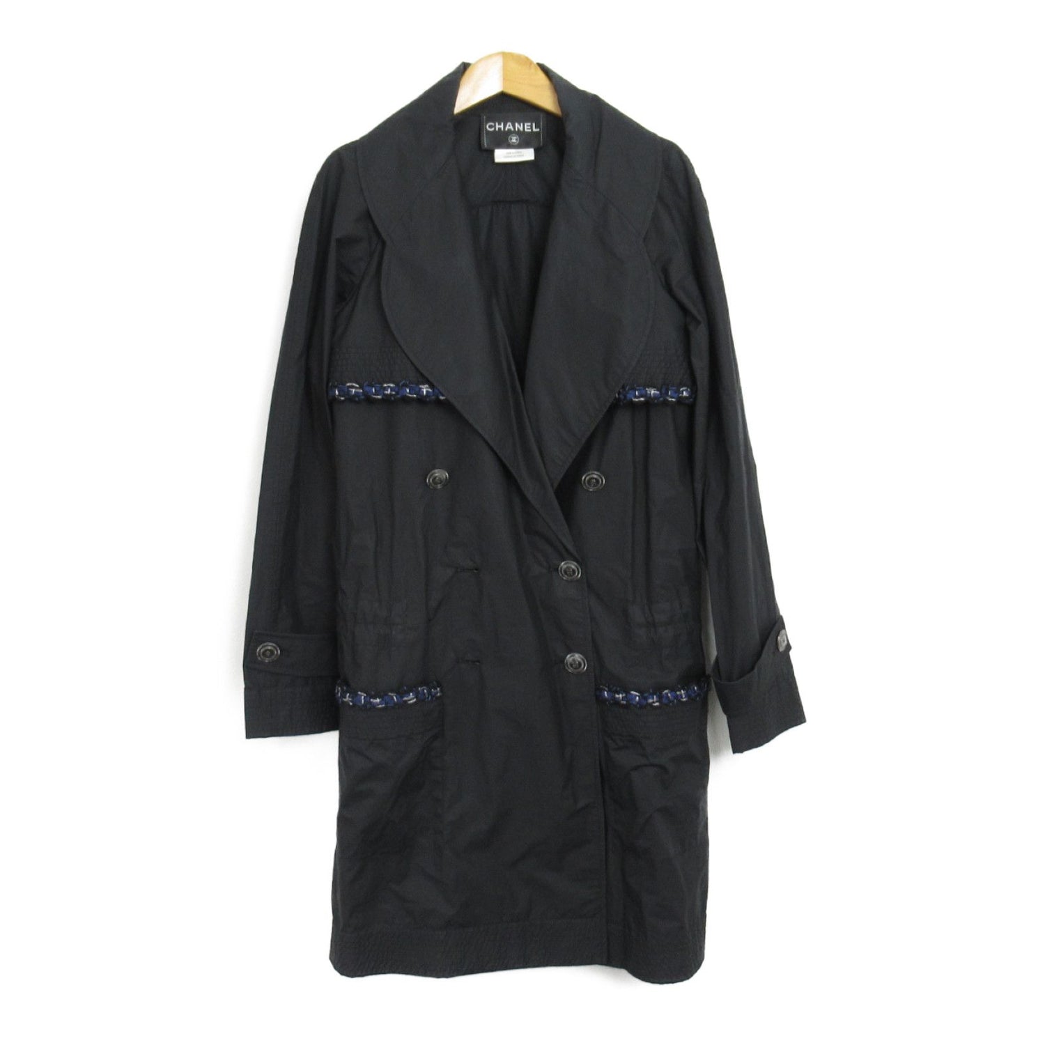 Chanel Black Nylon Windbreaker Coat P 48056v 35925