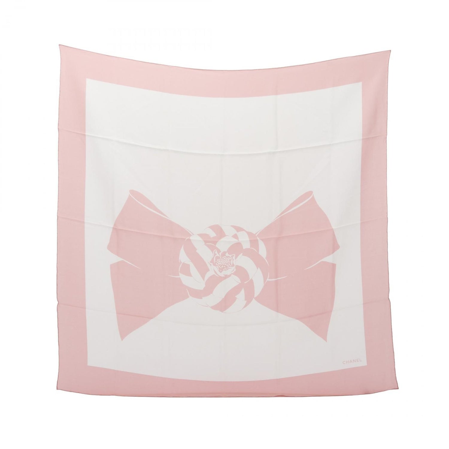 Chanel White Pink Scarf Silk