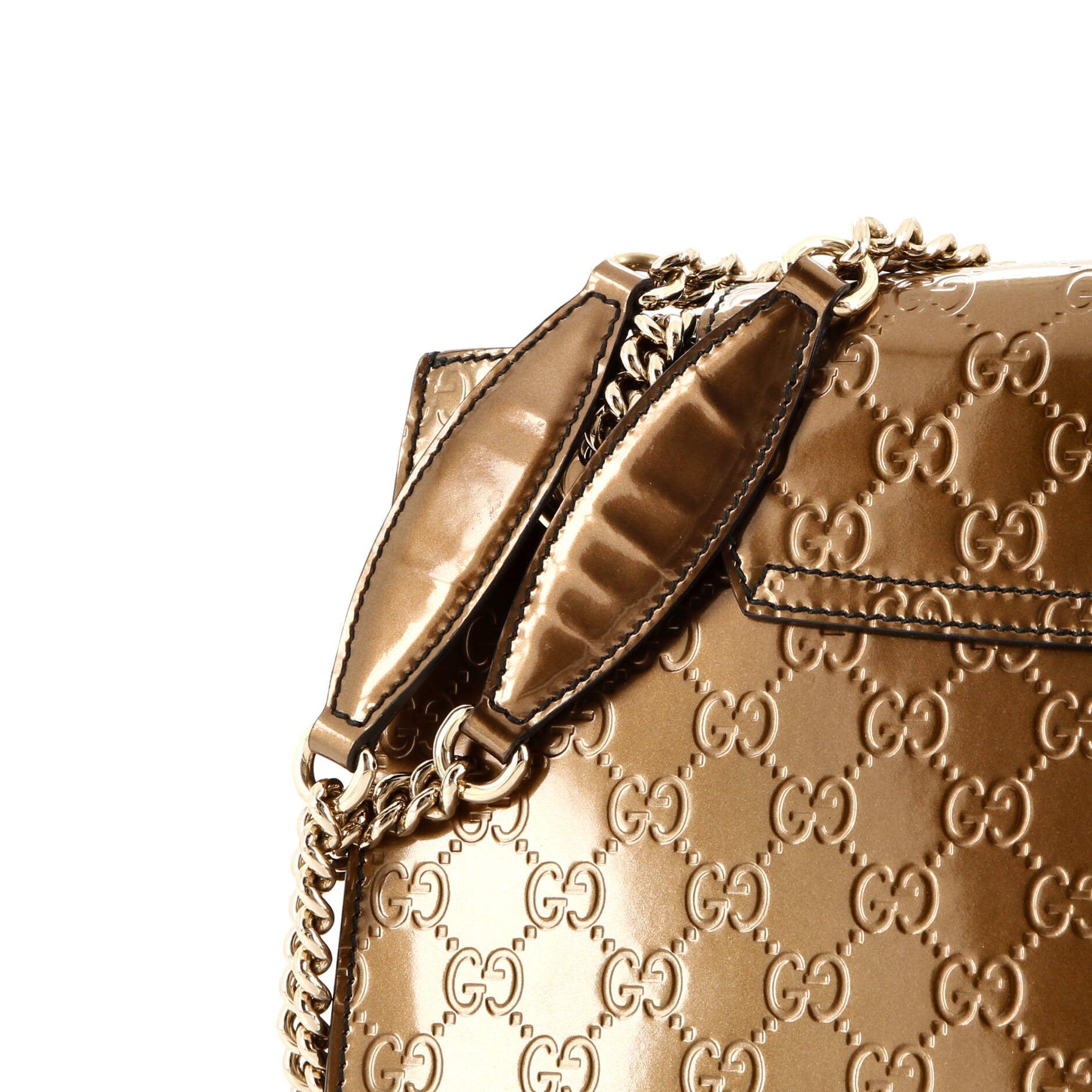 Gucci Emily Chain Flap Shoulder Bag Guccissima Patent Large