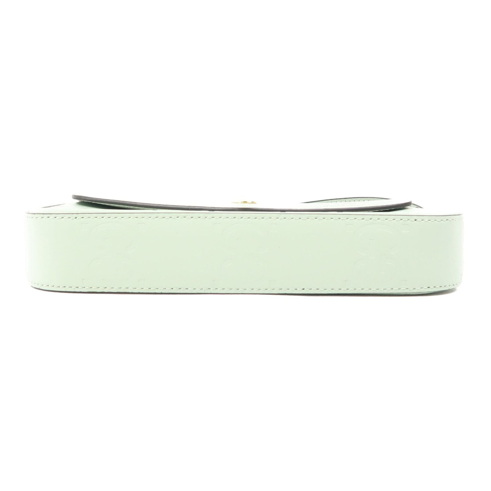Gucci Leather Gg Pochette Gold Shoulder Bag Green Mint Leather 772794