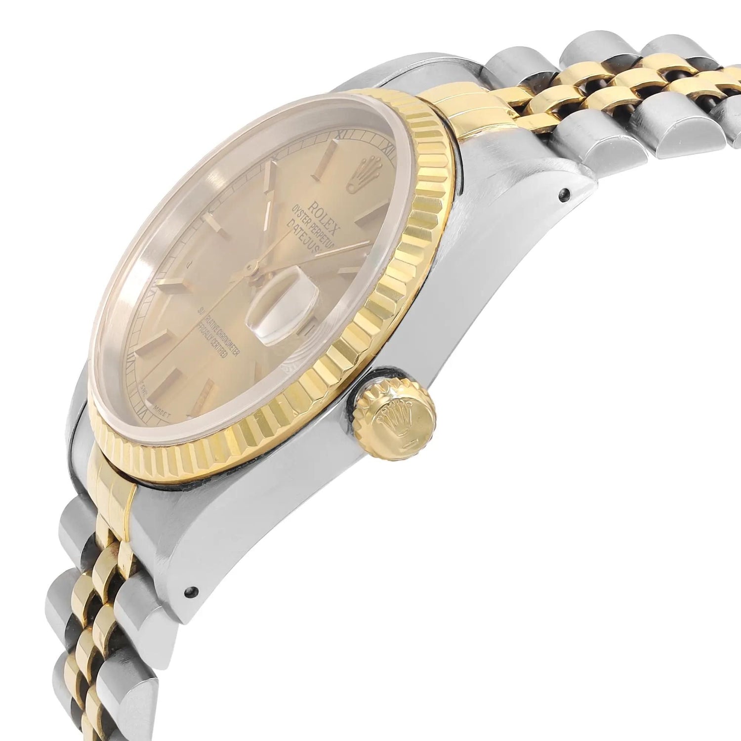 Rolex Datejust 36mm Jubilee 18K Gold Steel Champagne Dial Men Watch 16233