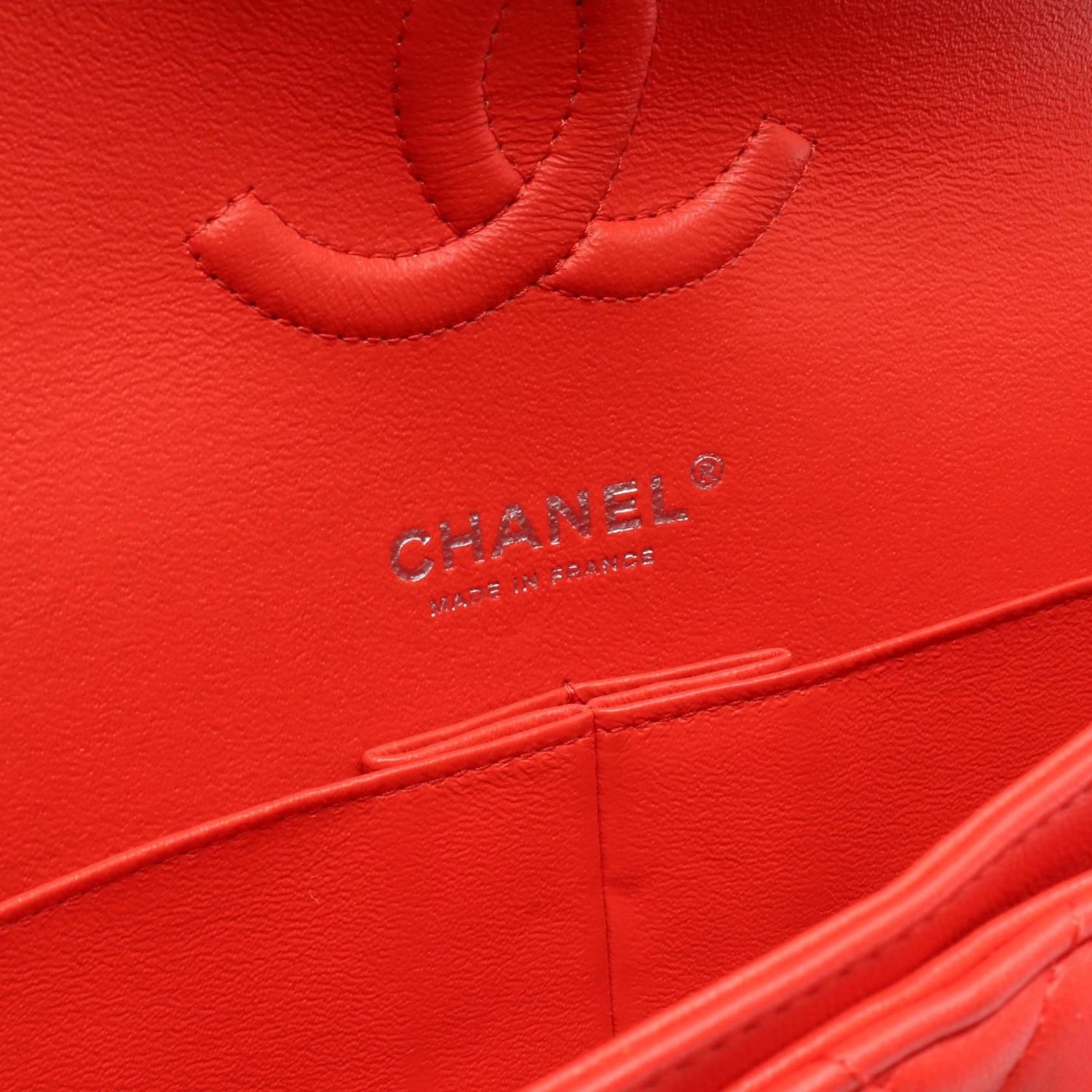 Chanel Red Matelasse W Flap Shoulder Bag Leather A 01112
