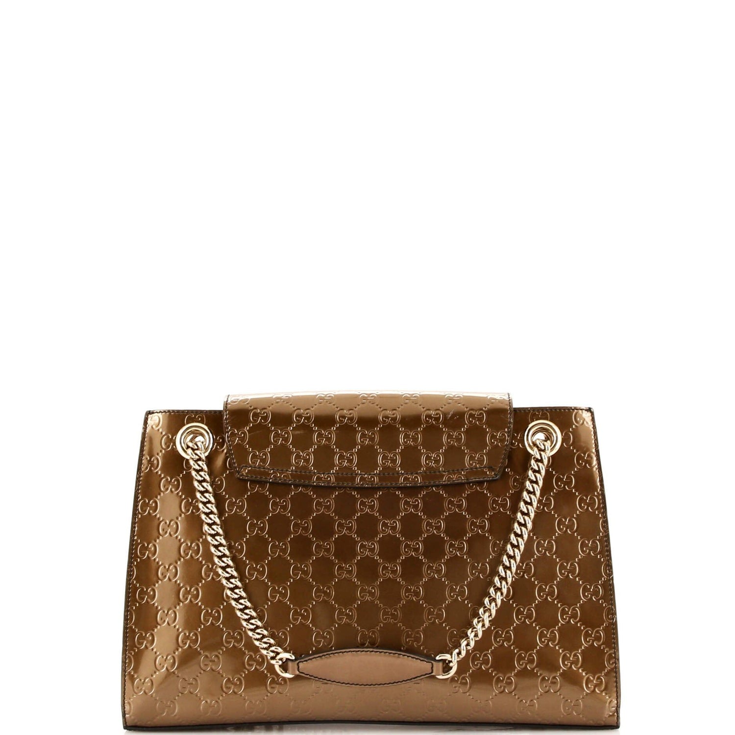 Gucci Emily Chain Flap Shoulder Bag Guccissima Patent Large
