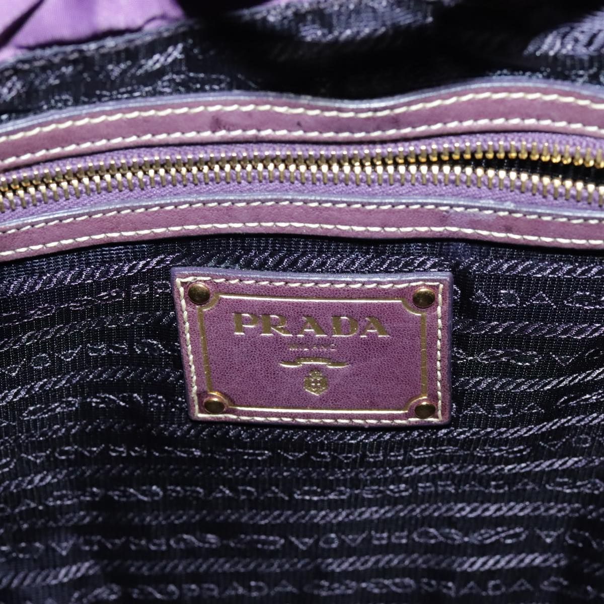 Prada Tote Bag Nylon Purple Gold Auth