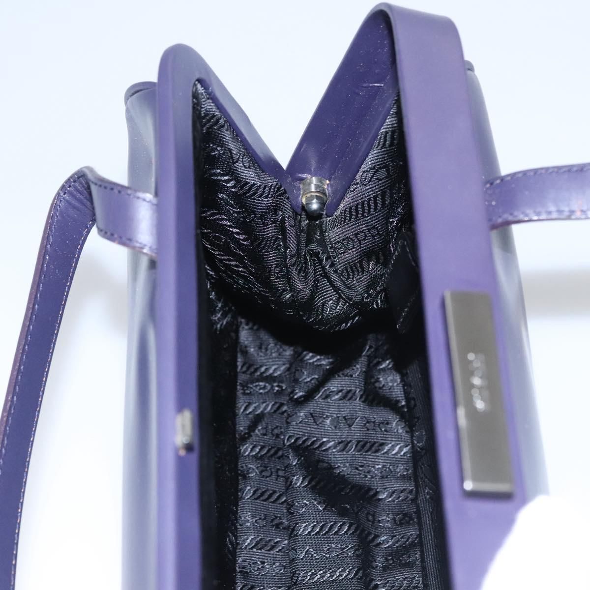 Prada Hand Bag Leather Purple Auth