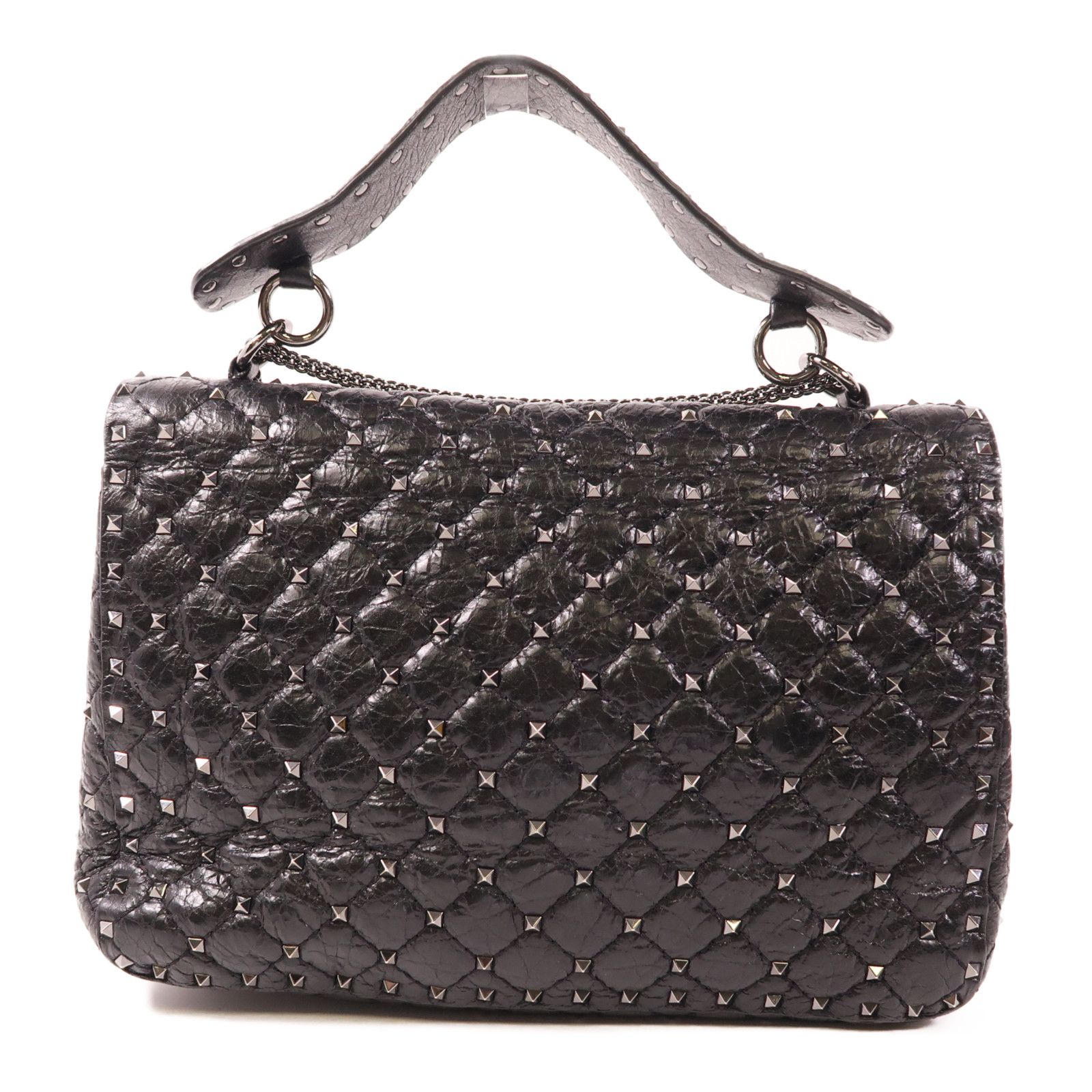Valentino Cowhide Leather 2Way Shoulder Bag Hand-handed Shoulder Bag 2way Shoulder Bag Black Calfskin (cowhide)