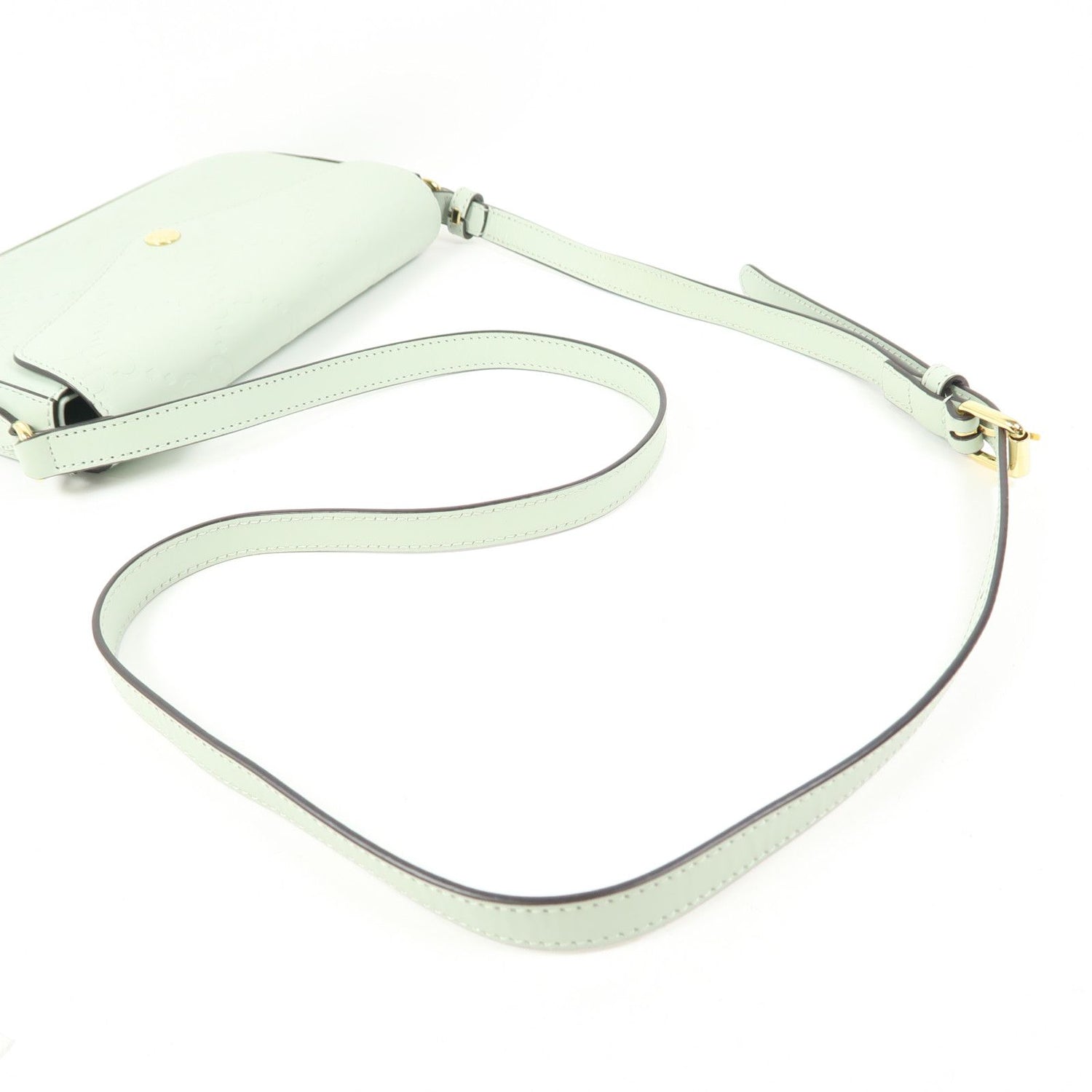 Gucci Leather Gg Pochette Gold Shoulder Bag Green Mint Leather 772794