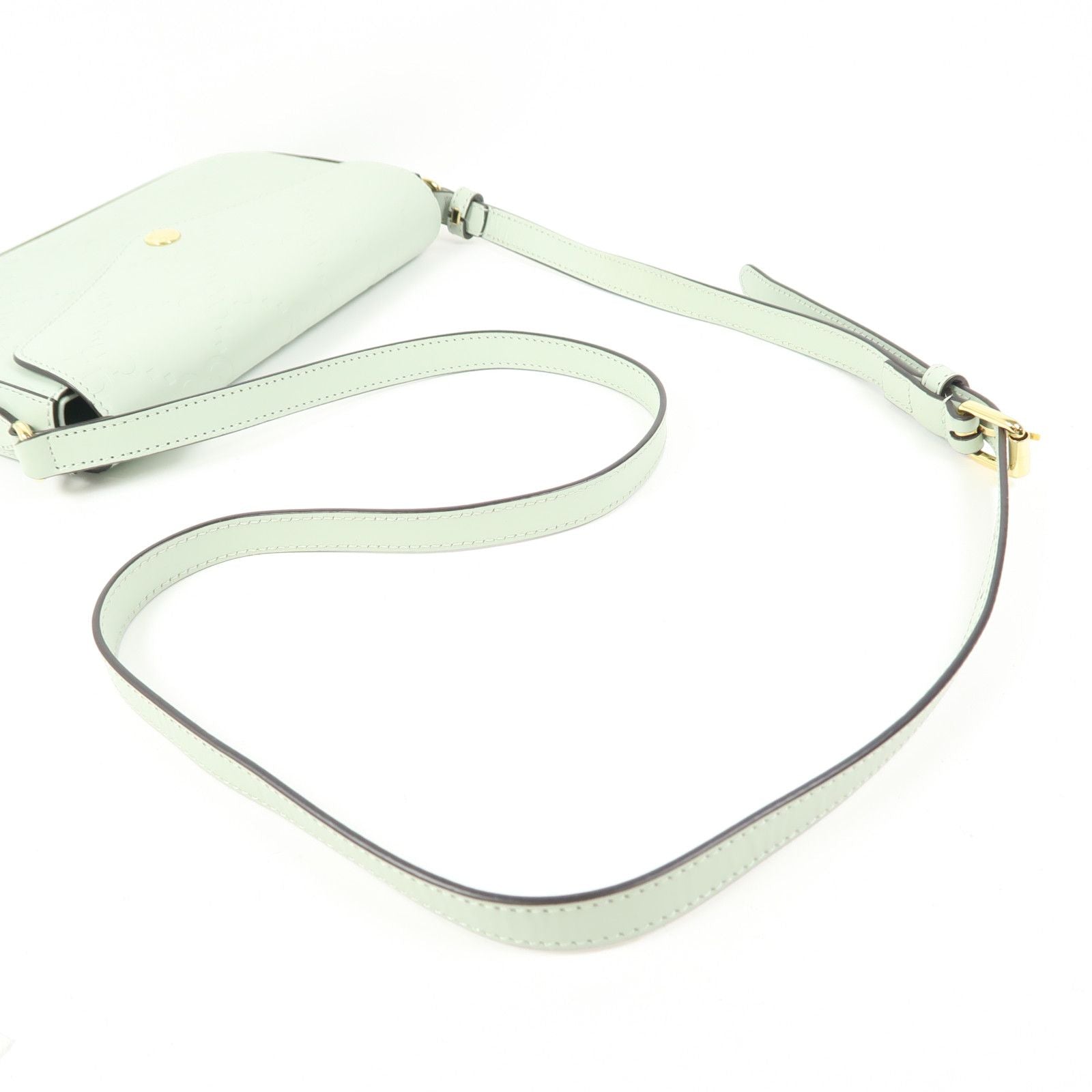 Gucci Leather Gg Pochette Gold Shoulder Bag Green Mint Leather 772794