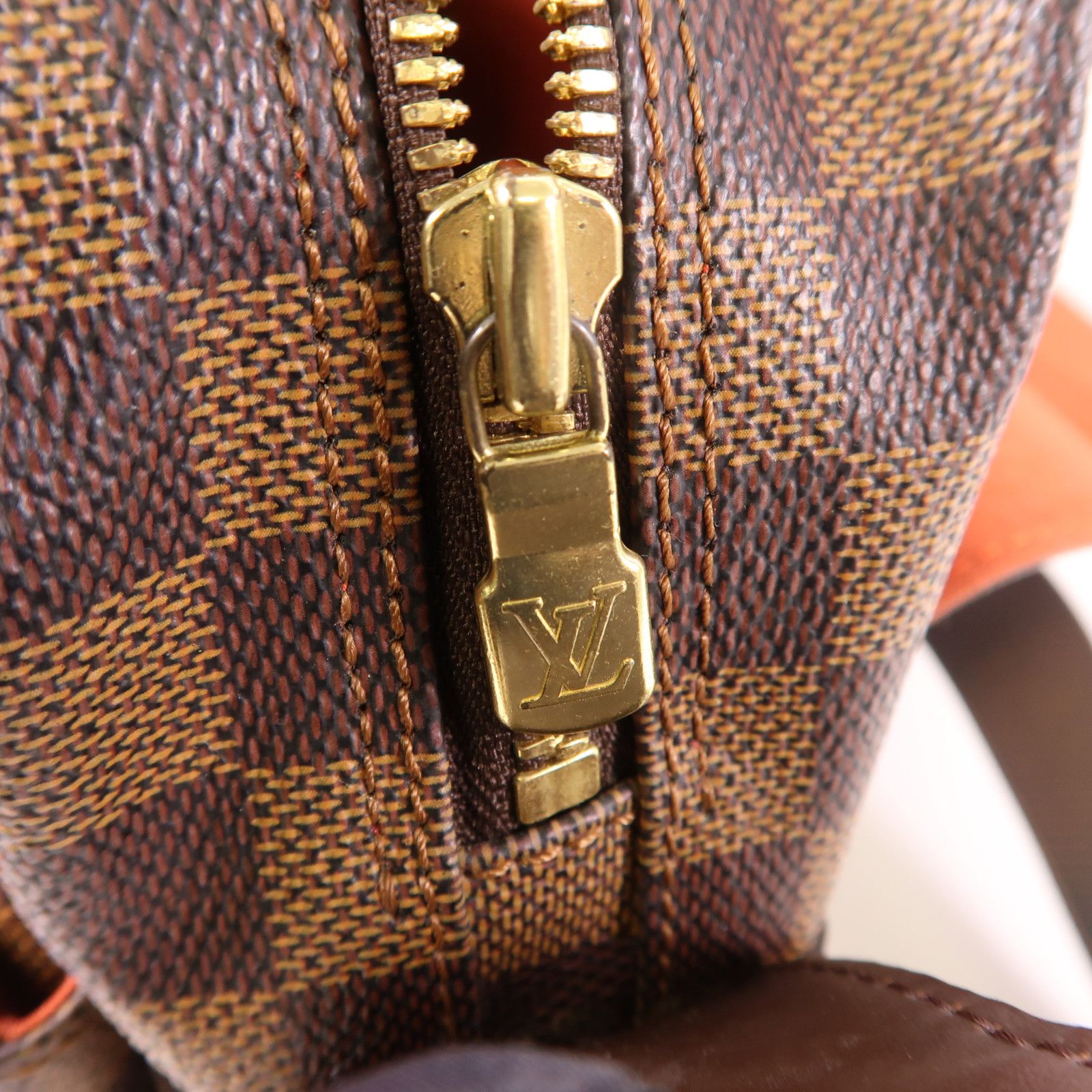 Louis Vuitton Damier Naviglio Gold Shoulder Bag Brown Shoulder Bag N 45255