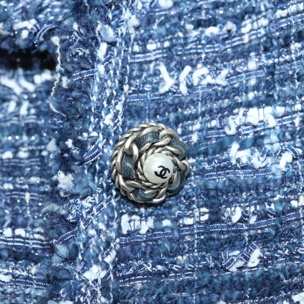 Chanel Jacket 34 Jacket Tweed 34 Blue Cc Auth