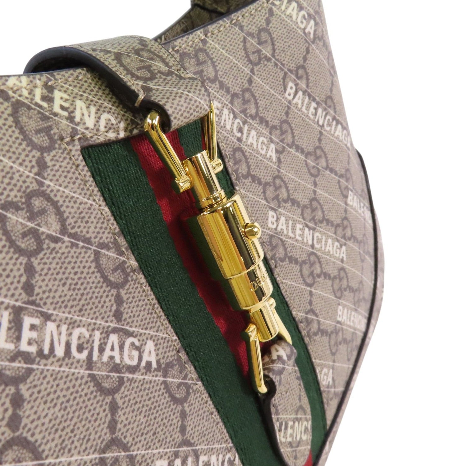 Gucci Painted Canvas Guccix Baleniaga Jackie 1961 Gold Handmade Shoulder And Back Bag 2way Shoulder Bag Brown Pvc Coated