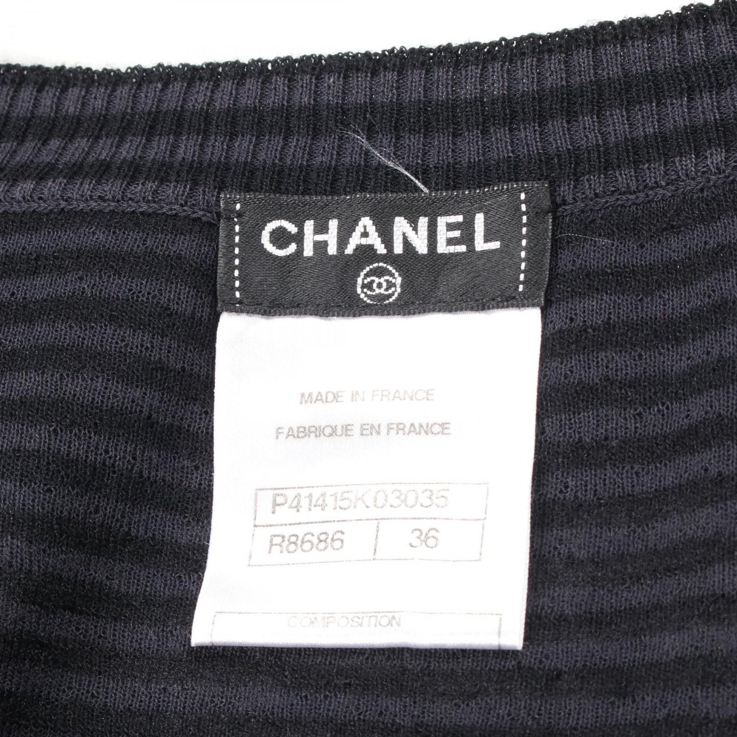 Chanel Black Gray Dress Rayon P 41415k 03035