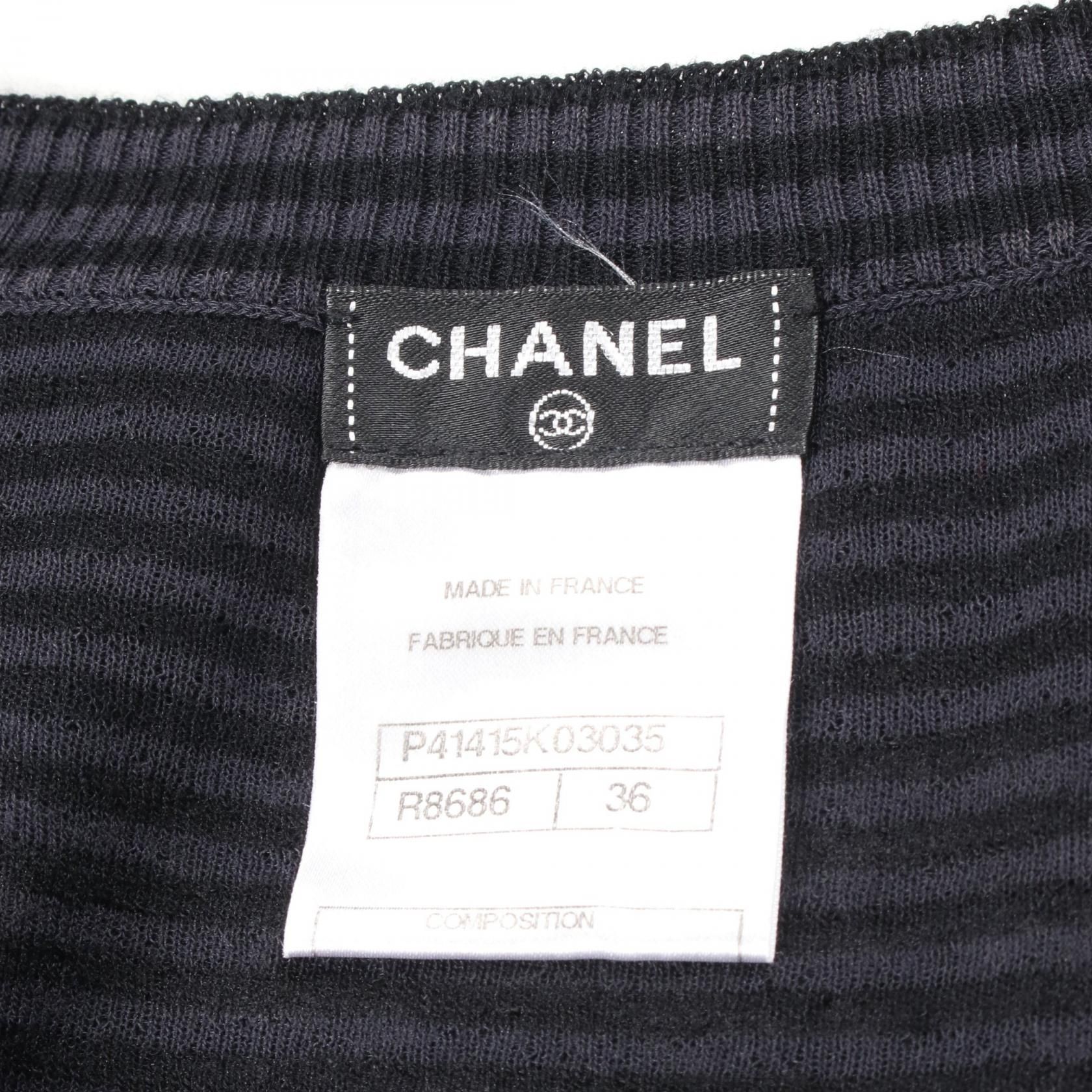 Chanel Black Gray Dress Rayon P 41415k 03035