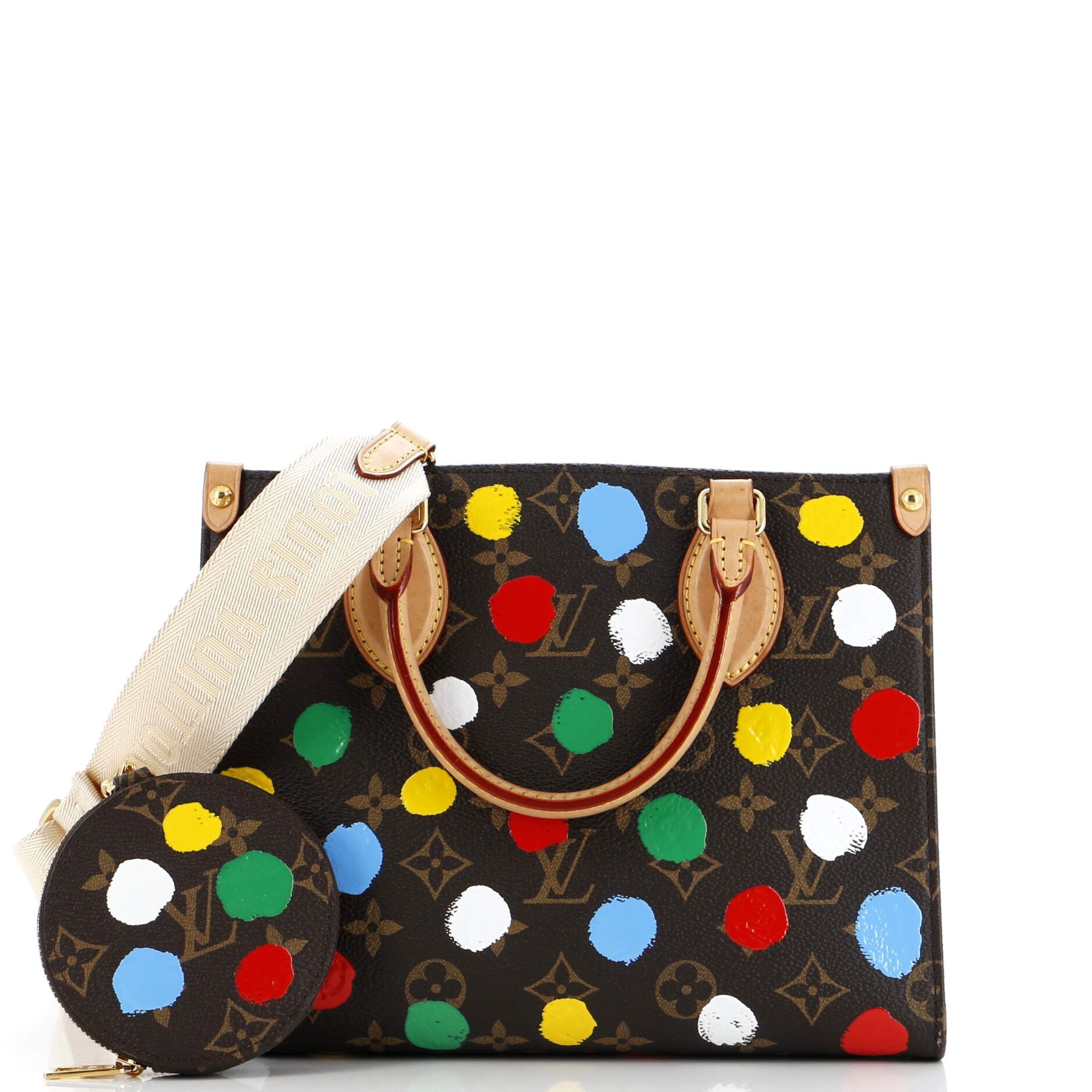Louis Vuitton Onthego Tote Yayoi Kusama Painted Dots Monogram Canvas Pm