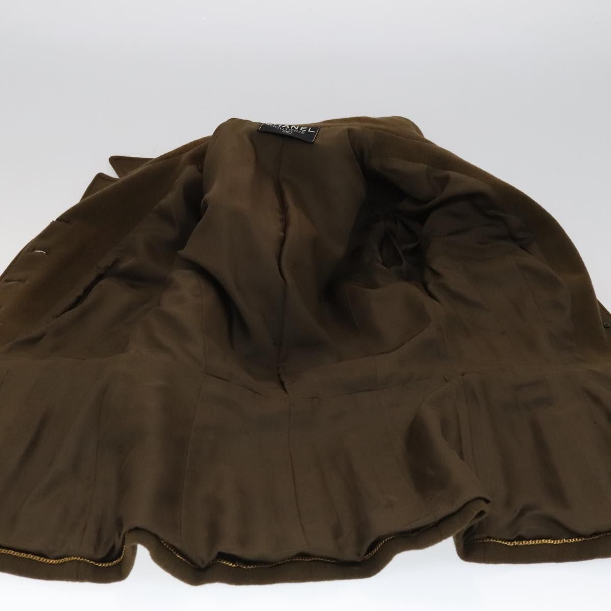 Chanel Jacket Wool Brown Cc Auth