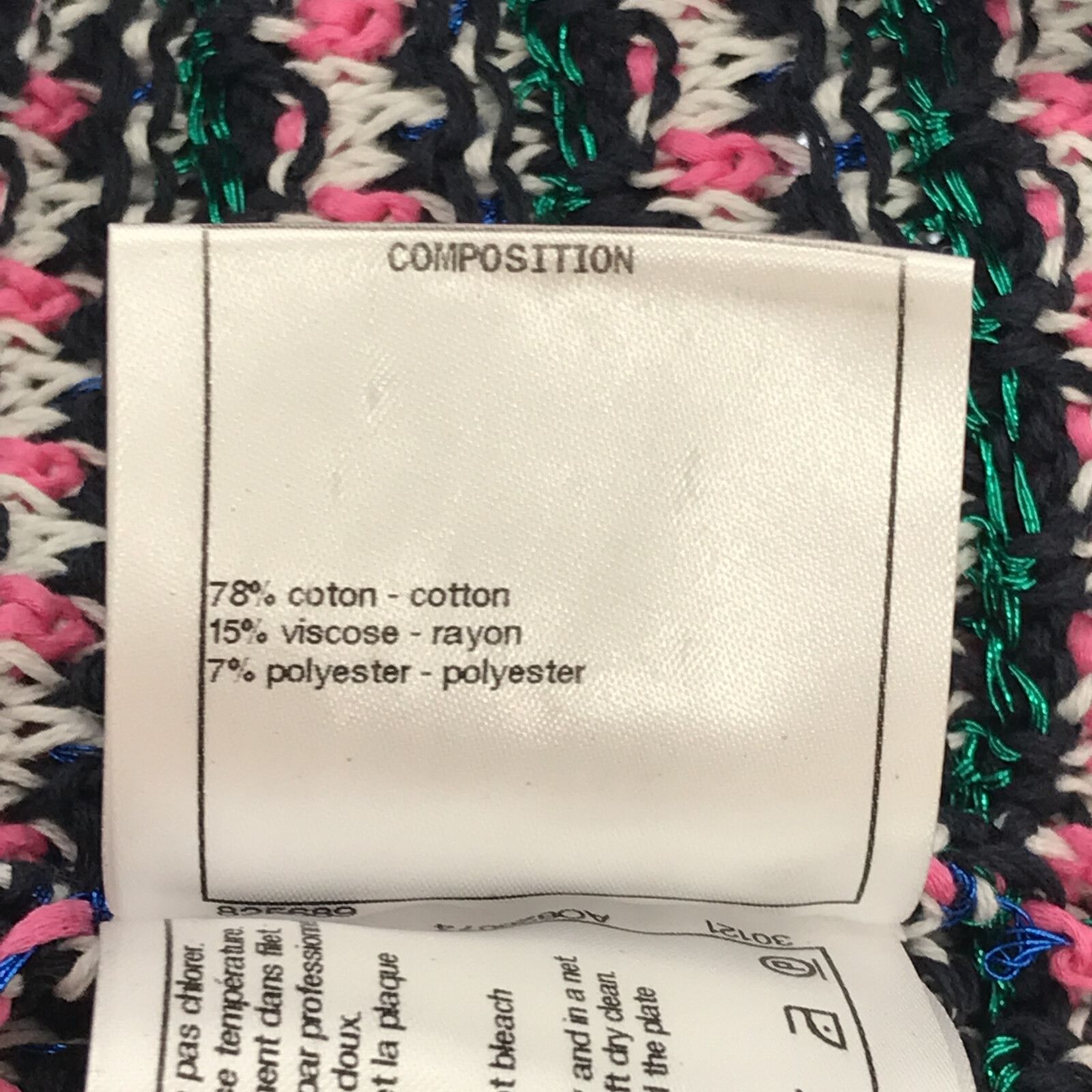 Chanel Short Sleeve Tweed Sweater Cotton Pink 36