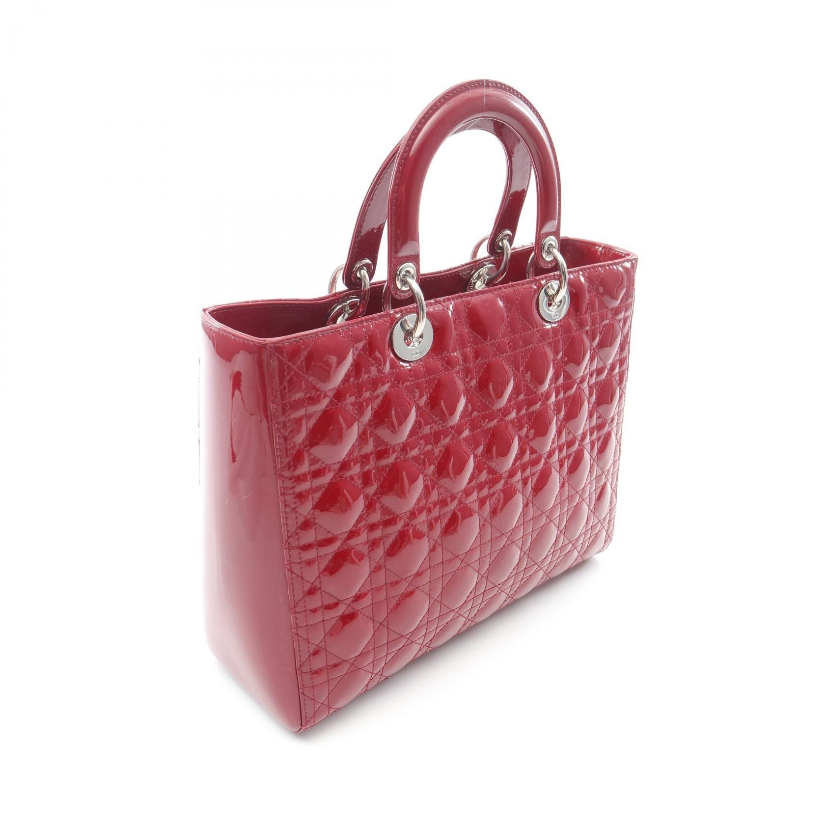 Christian Dior Christian Dior Large Cannage Handbag Red Patent Leather