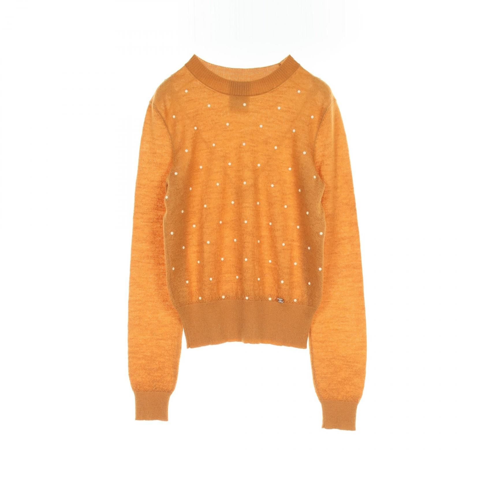 Chanel Orange With Pearl Knit Cashmere Moheya P 50015k 06342