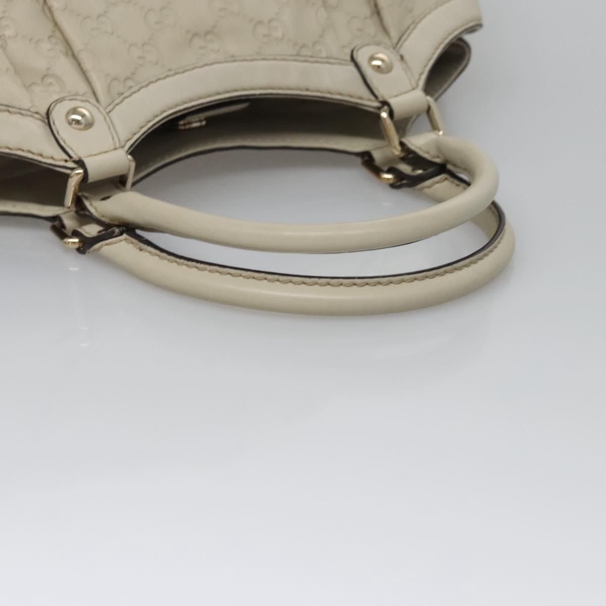 Gucci Gg Canvas Guccissima Hand Bag Leather White Gold 211944 Auth