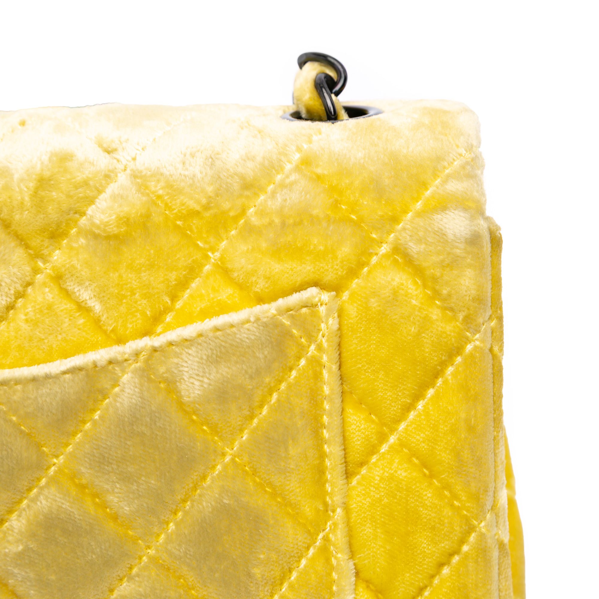 Chanel Mini Rectangular Classic Velvet Single Flap Yellow