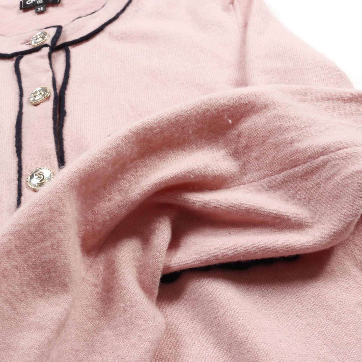 Chanel Pink Navy No 5 Cardigan Cashmere P 70793k 10084