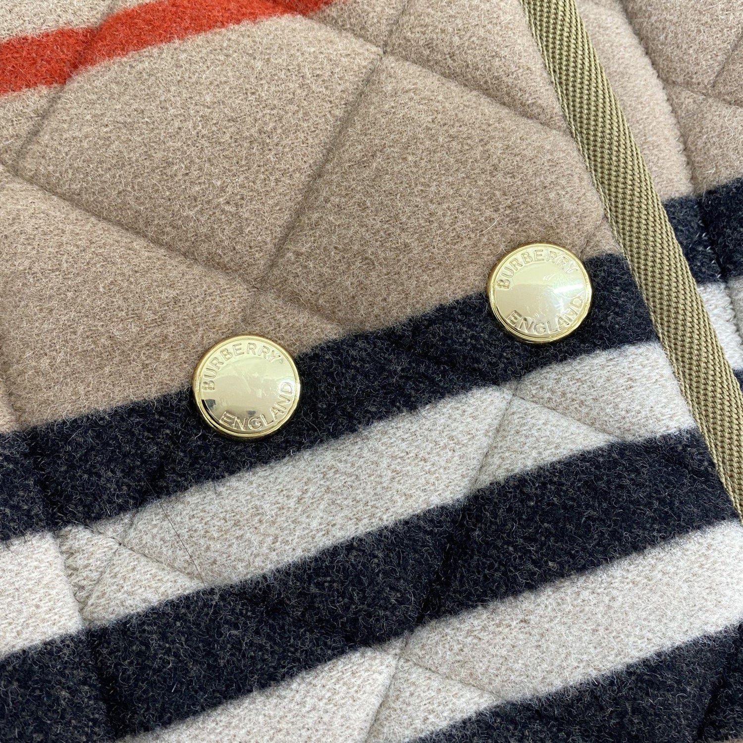 Burberry Upton Quilted Icon Striped Wool Jacket Camel