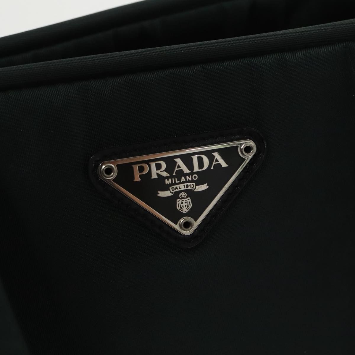 Prada Hand Bag Nylon Green Silver Auth