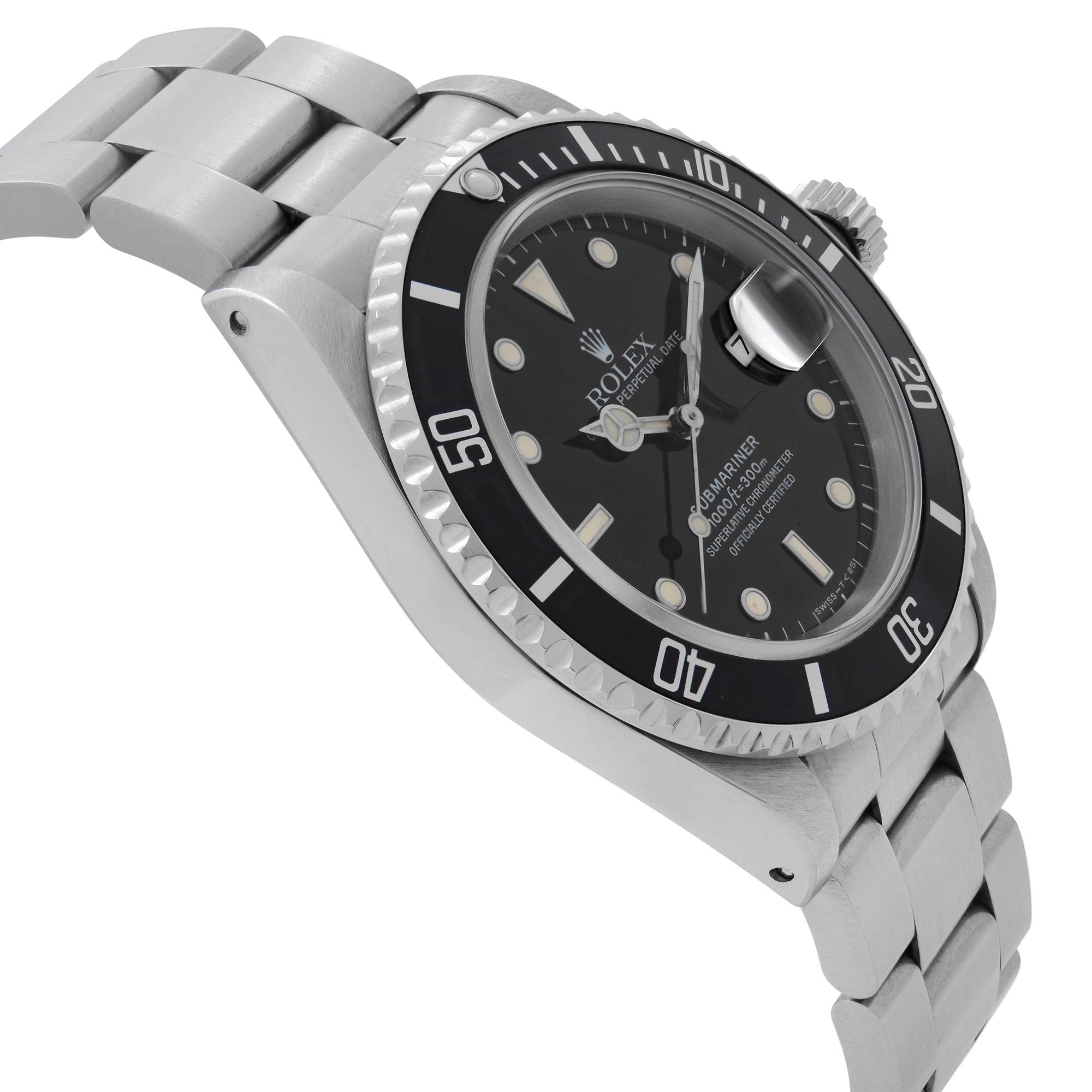 Rolex Submariner Date 40mm Holes Steel None Ceramic Black Dial Mens Watch 16610