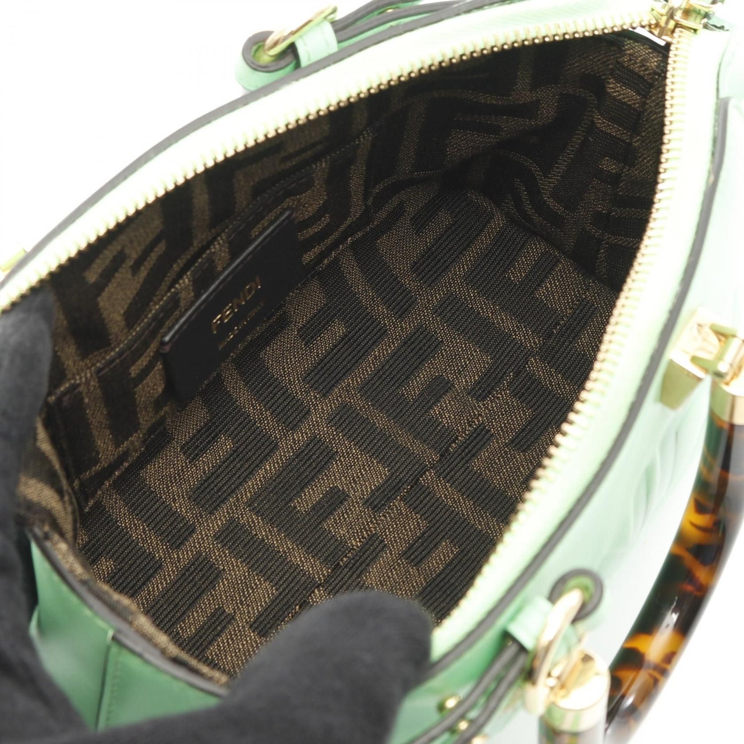 Fendi By The Way Mini Handbag Green Leather 8bs 067