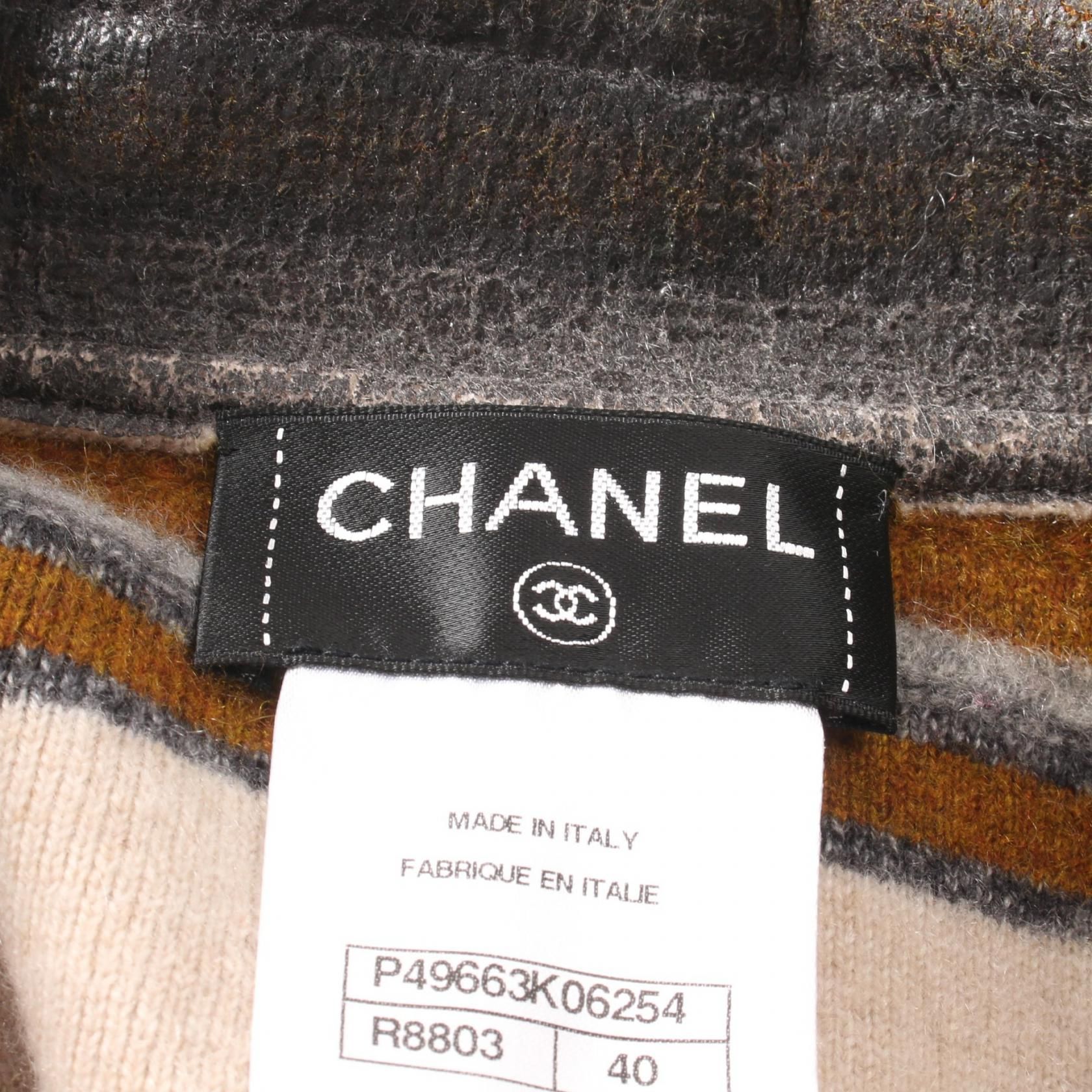 Chanel Brown Multicolor Coated Aged Knit Other Jackets Cashmere P 49663k 06254