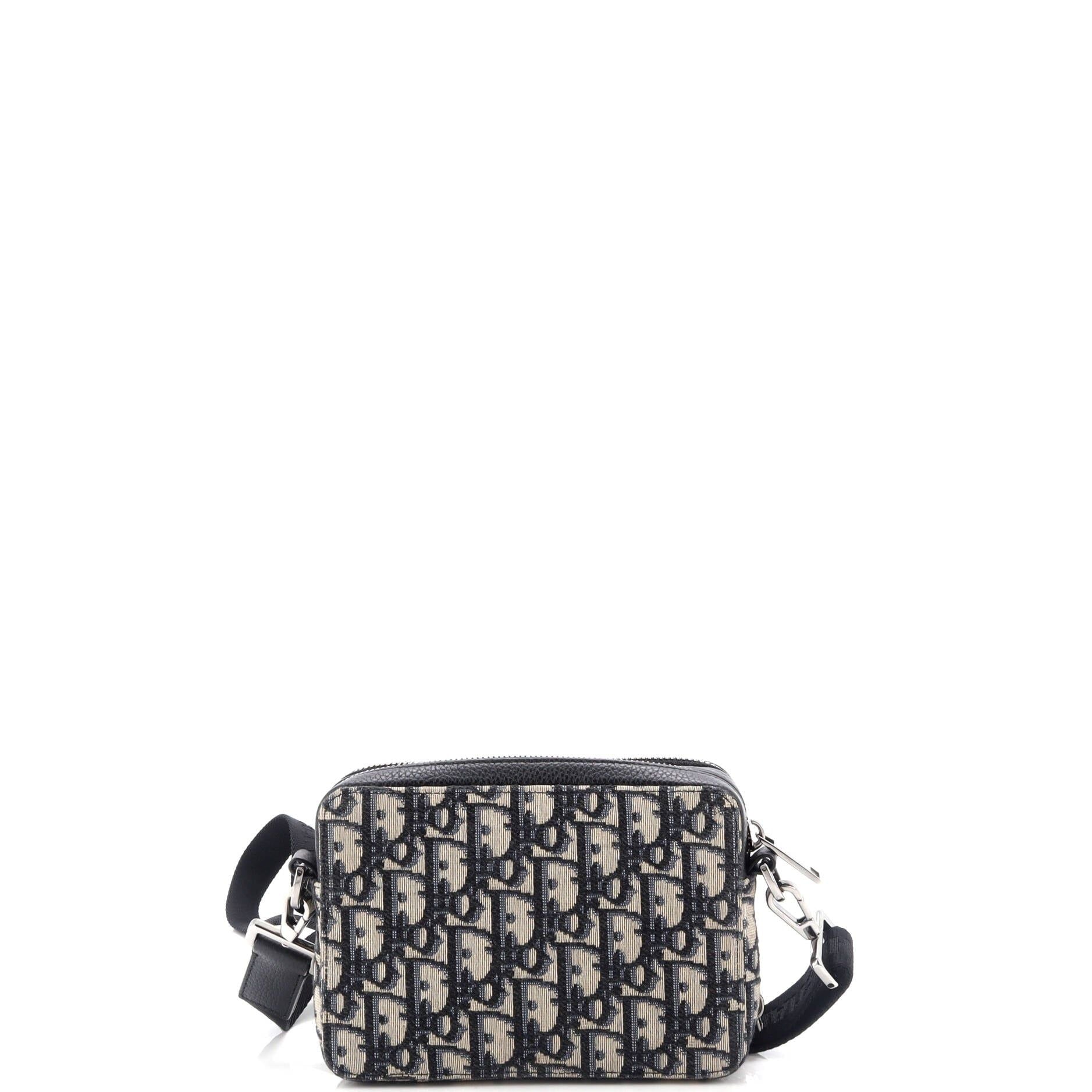 Christian Dior Kenny Scharf Double Zip Crossbody Pouch Oblique Canvas With Applique