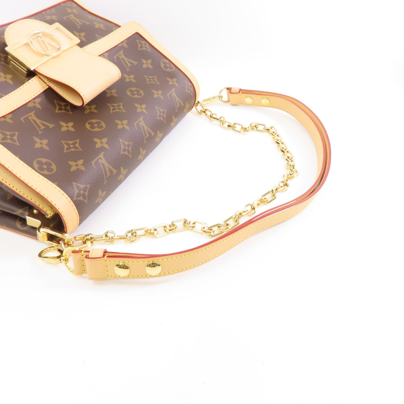 Louis Vuitton Monogram Dauphine Soft Gm Kinpaku Hand-handed Bag For Shoulders And Backs Palm Colo
