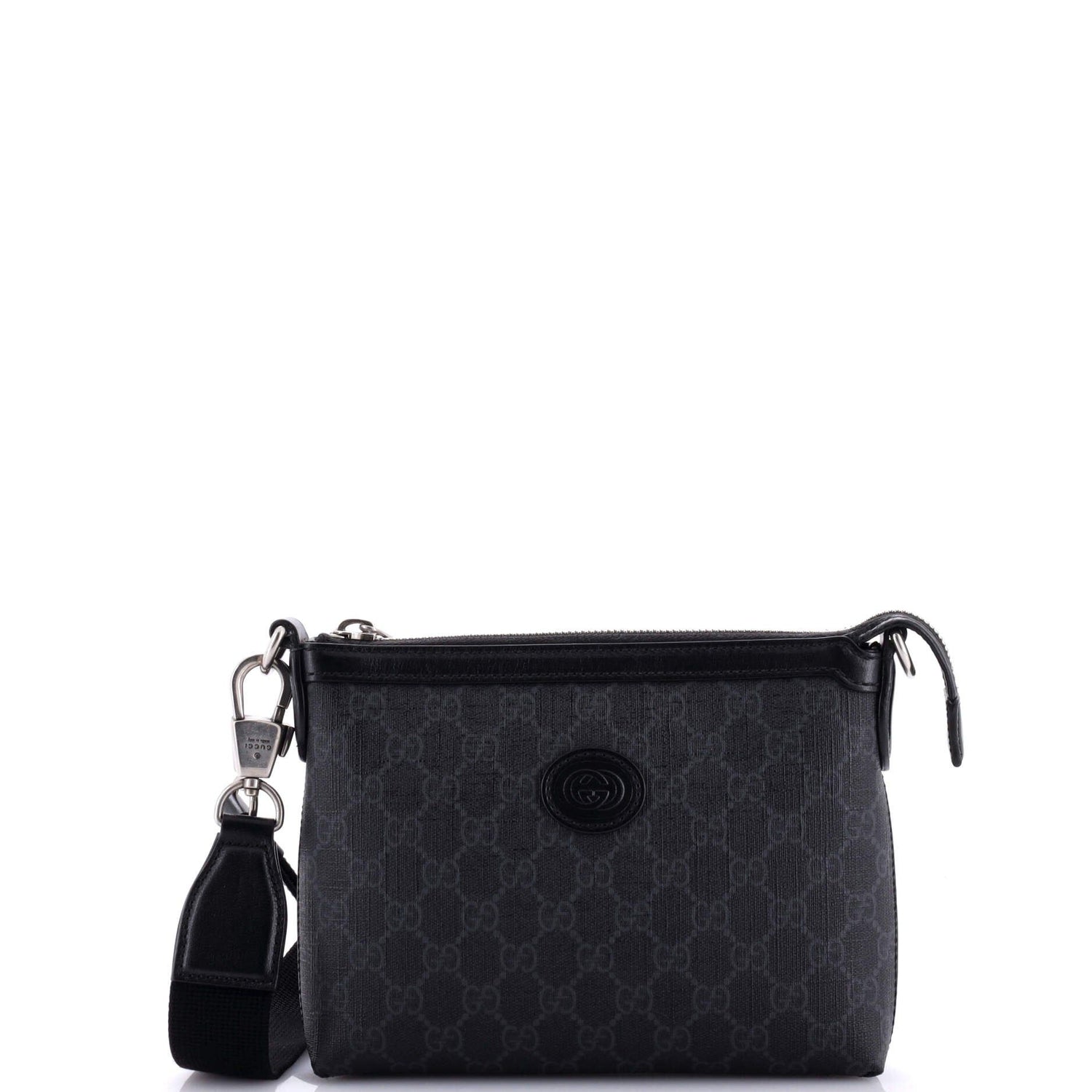 Gucci Interlocking G Patch Wristlet Messenger Bag Gg Coated Canvas Small