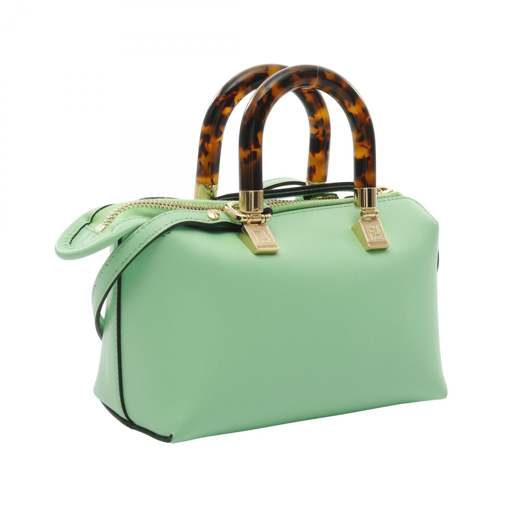 Fendi By The Way Mini Handbag Green Leather 8bs 067