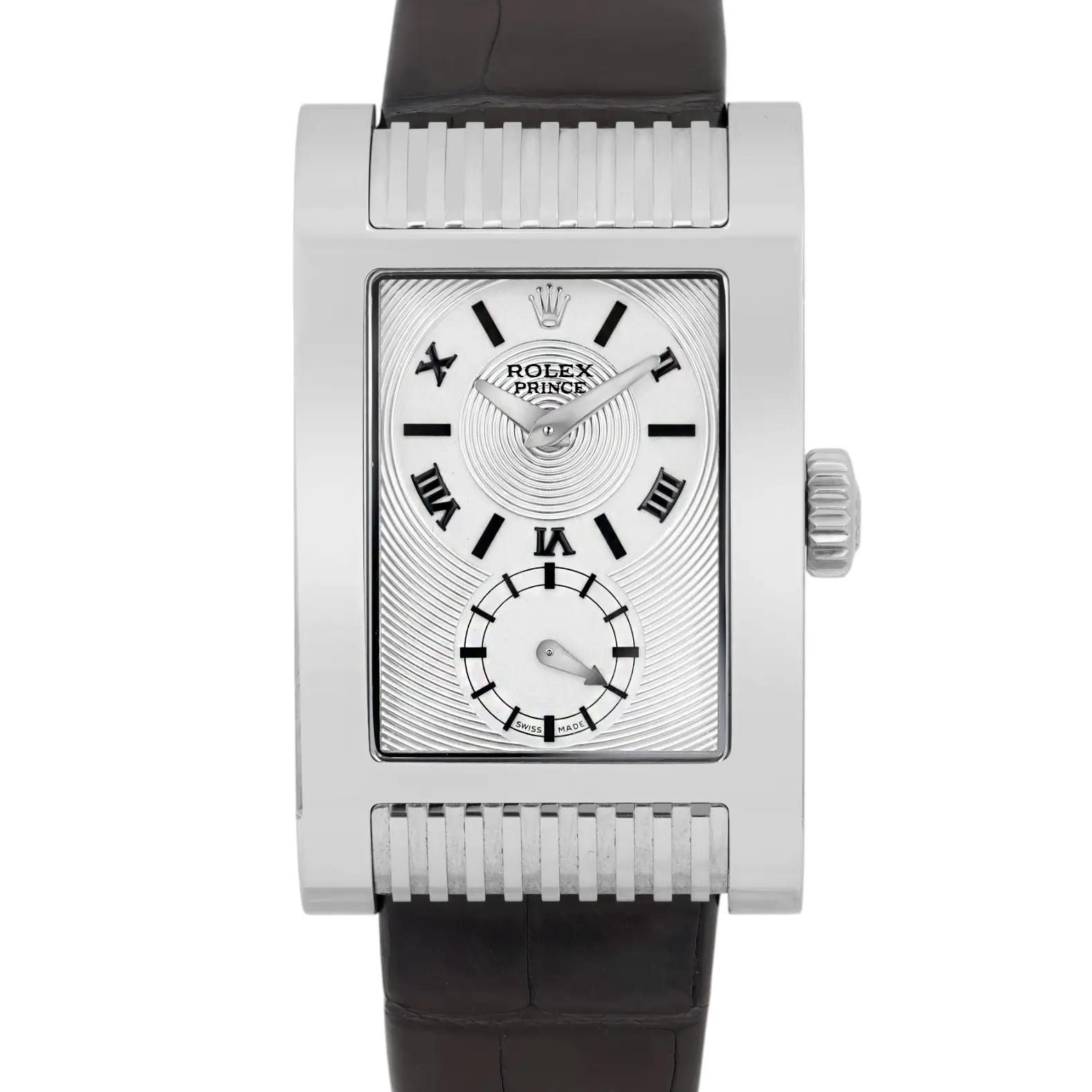 Rolex Cellini Prince 18k White Gold Silver Dial Men Hand Wind Watch 5441